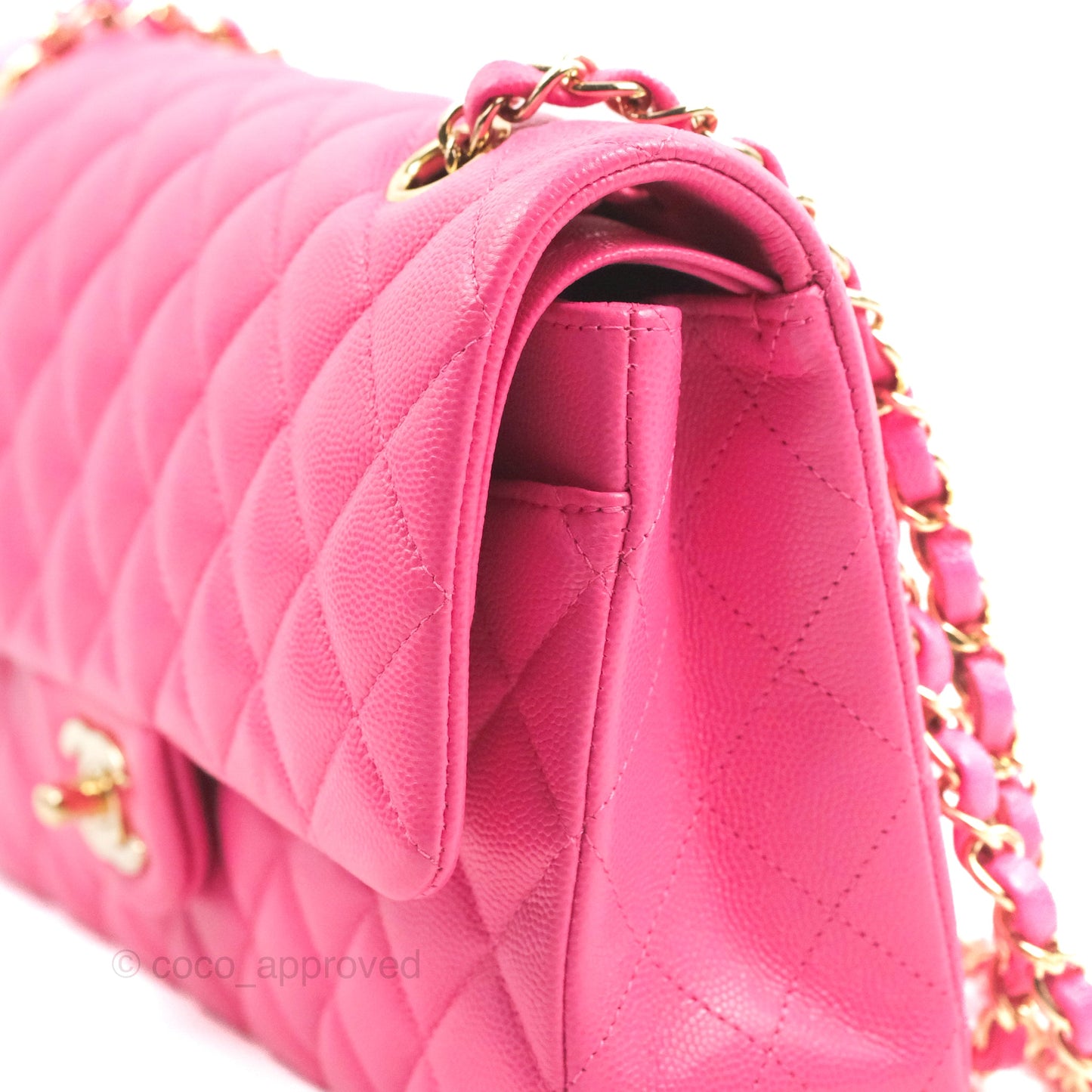 Chanel Classic Quilted M/L Medium Flap Pink Caviar Gold Hardware