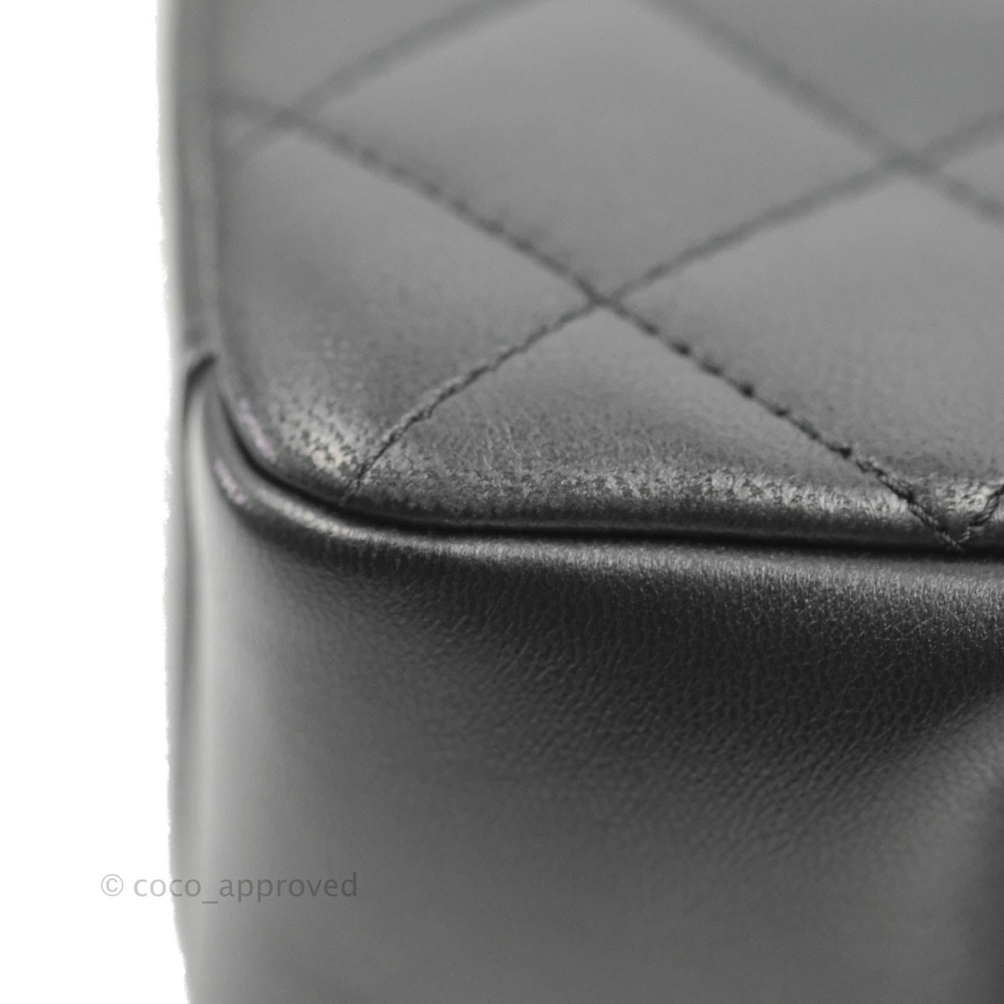 Chanel Large Flap Bag With Woven CC Logo Black Lambskin Gold Hardware 22C
