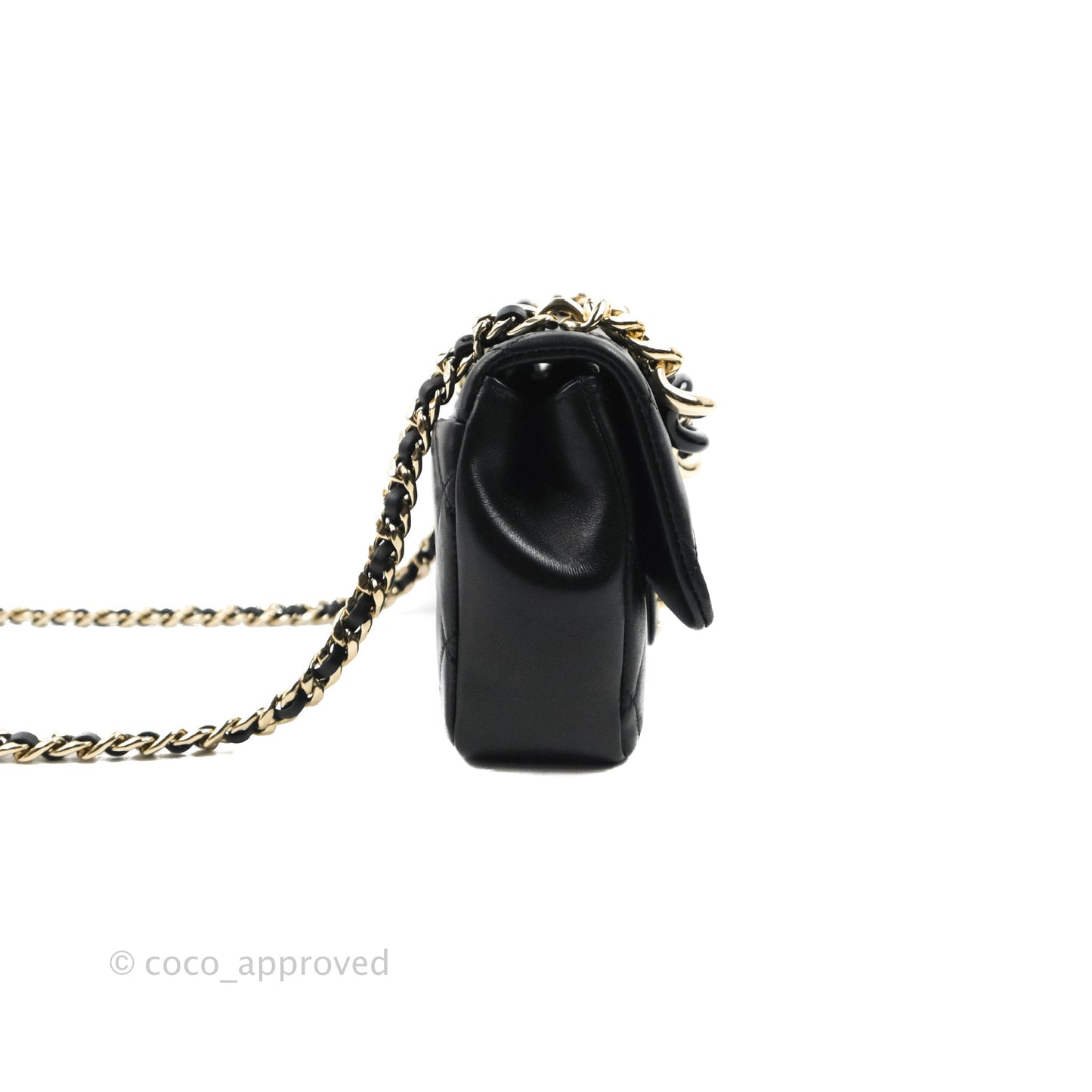 Chanel Quilted Resin Bi-Color Chain Flap Bag Black Lambskin