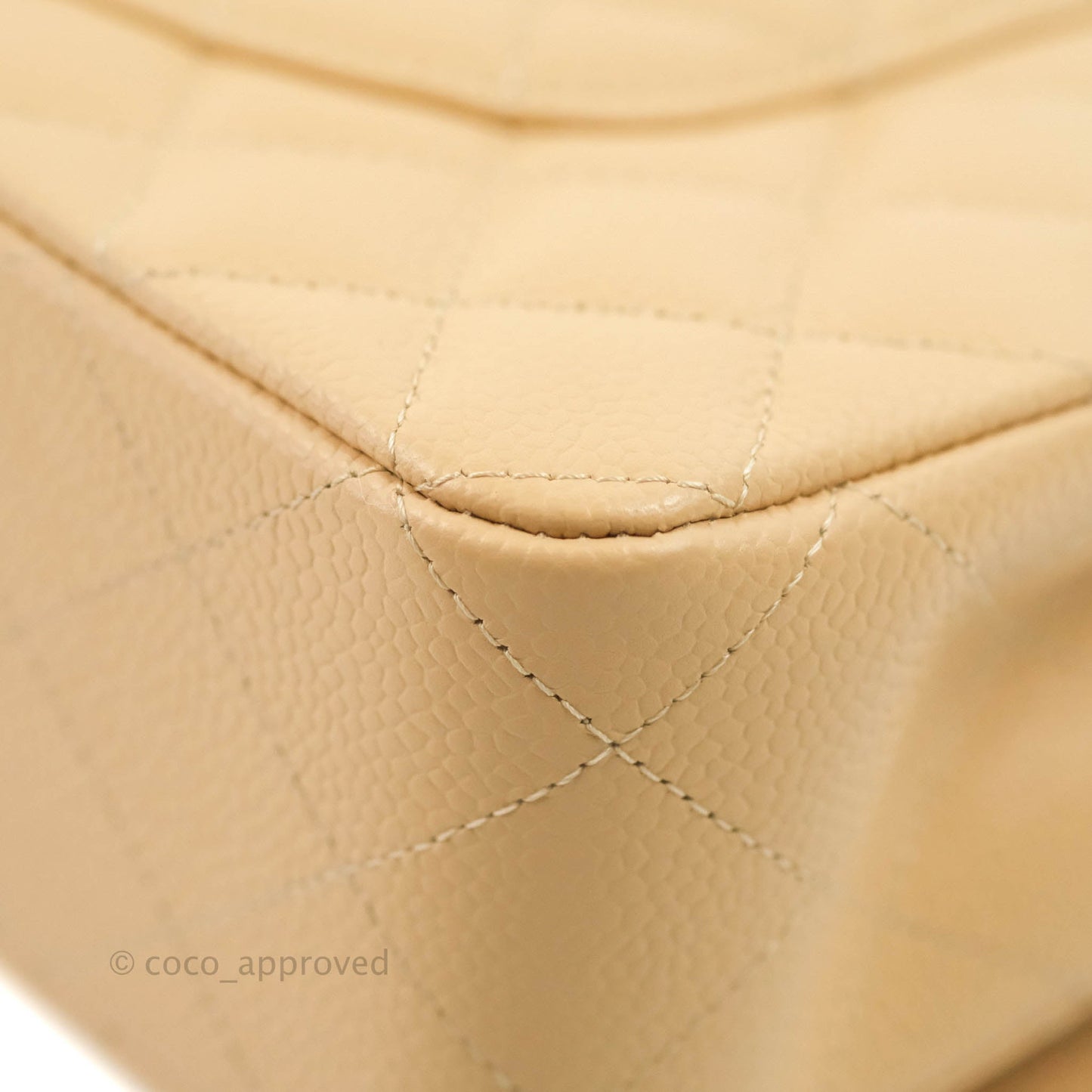 Chanel Classic M/L Medium Flap Quilted Beige Caviar Gold Hardware