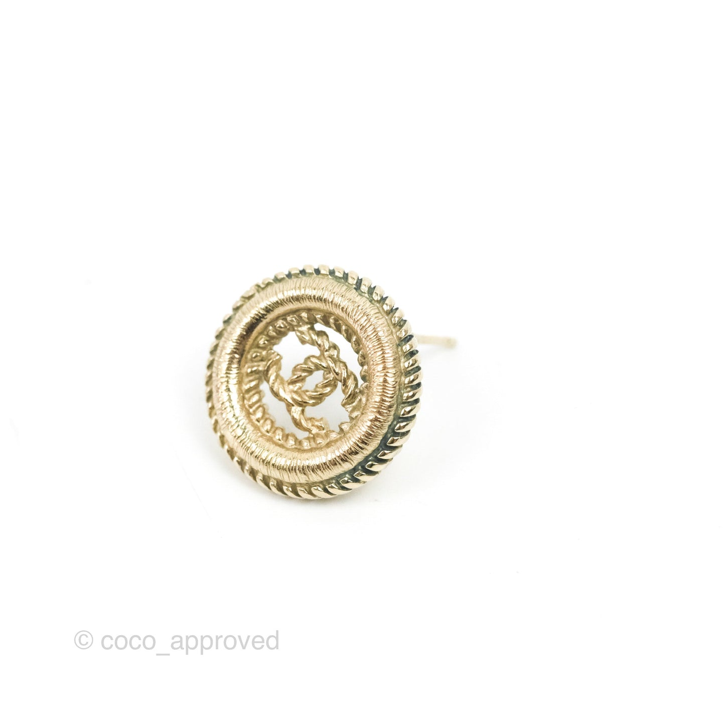 Chanel CC Twisted Round Earrings Gold Tone 17V