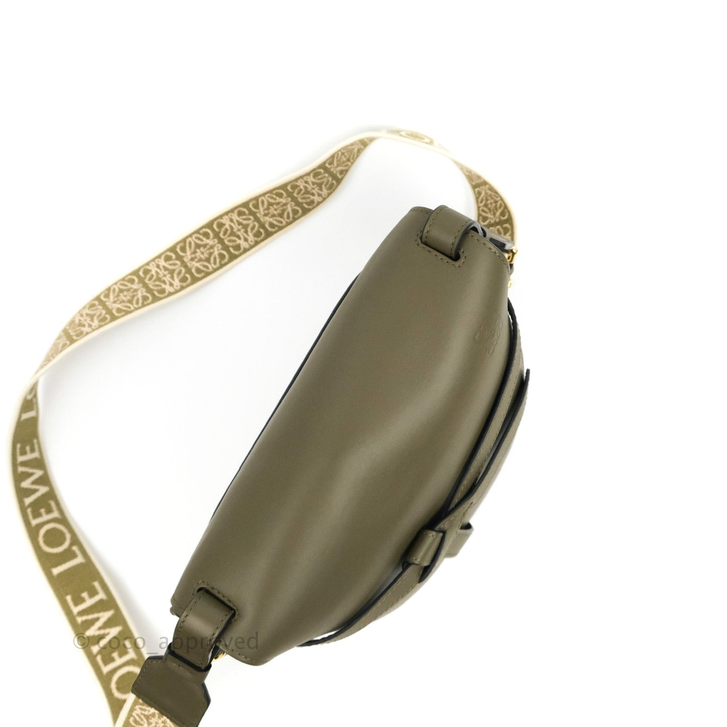 Loewe Small Gate Bag in Soft Calfskin & Jacquard Strap Autumn Green