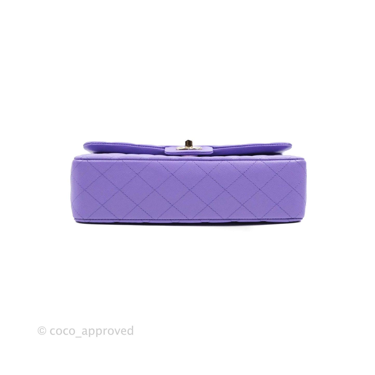 Chanel Classic M/L Medium Flap Quilted Purple Caviar Gold Hardware 20S