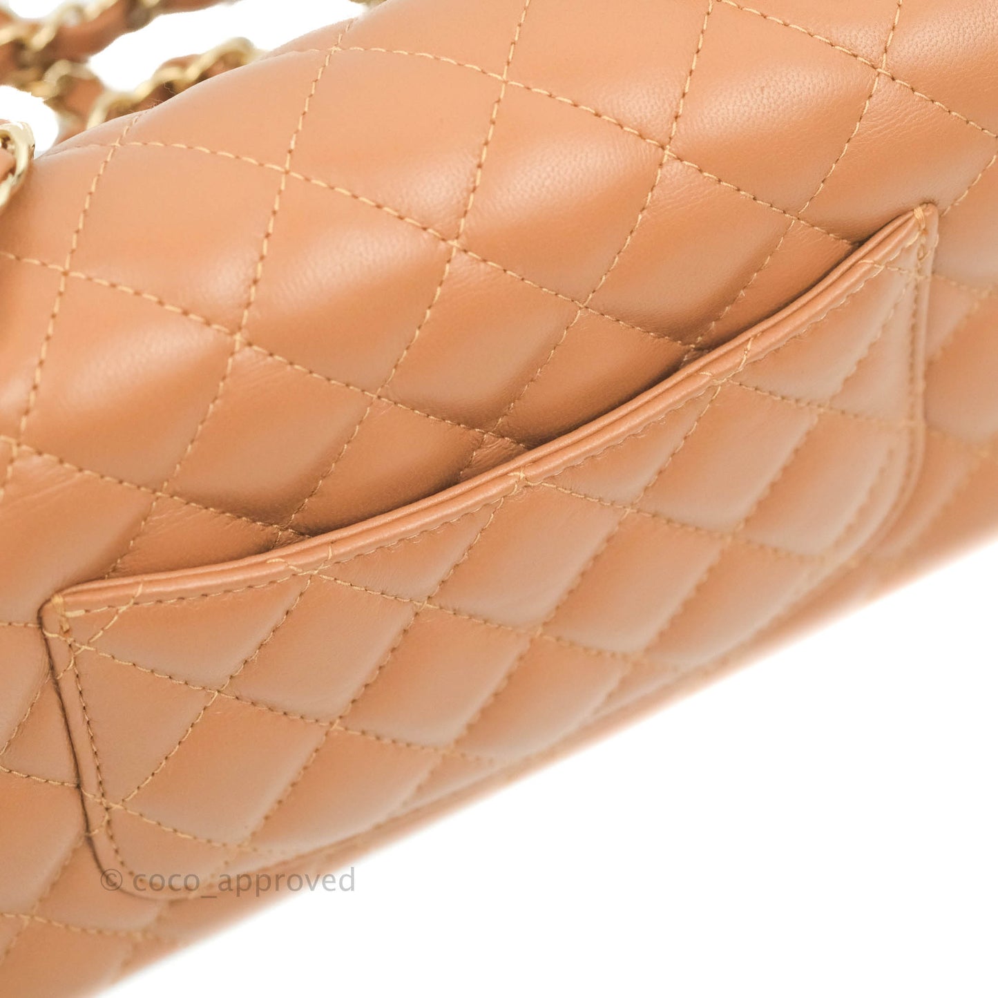 Chanel Quilted Mini Rectangular Flap Caramel Lambskin Gold Hardware 22S