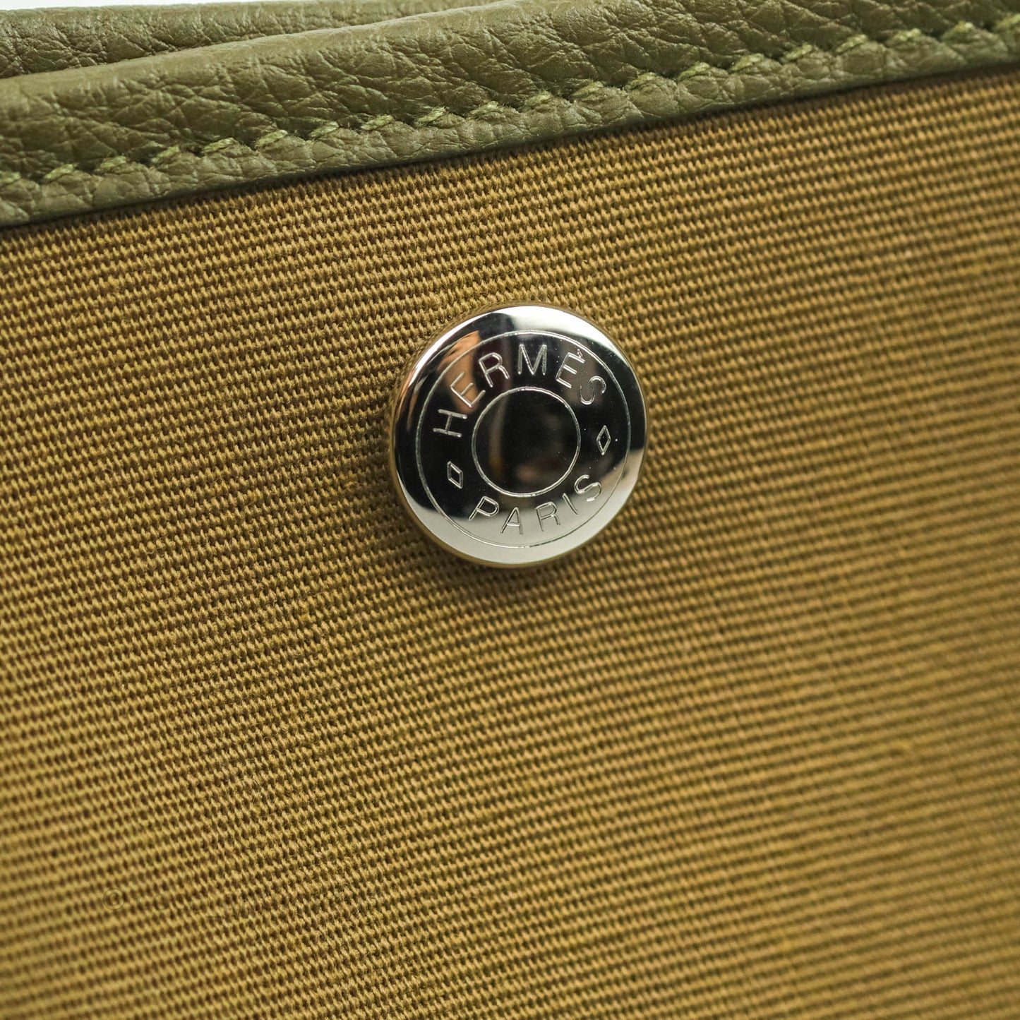 Hermès Garden Party 36 Vert Olive Canvas With Twilly & Charm