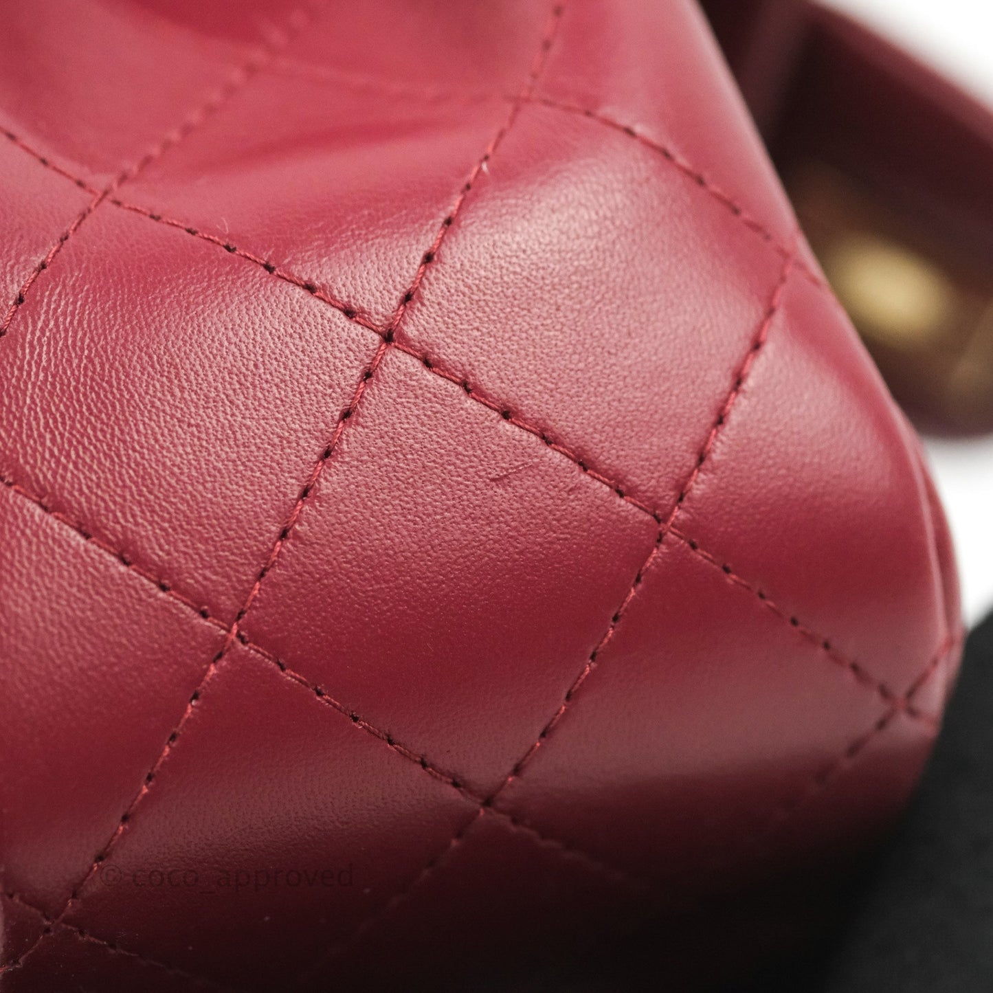 Chanel Quilted Mini Square Burgundy Lambskin Gold Hardware