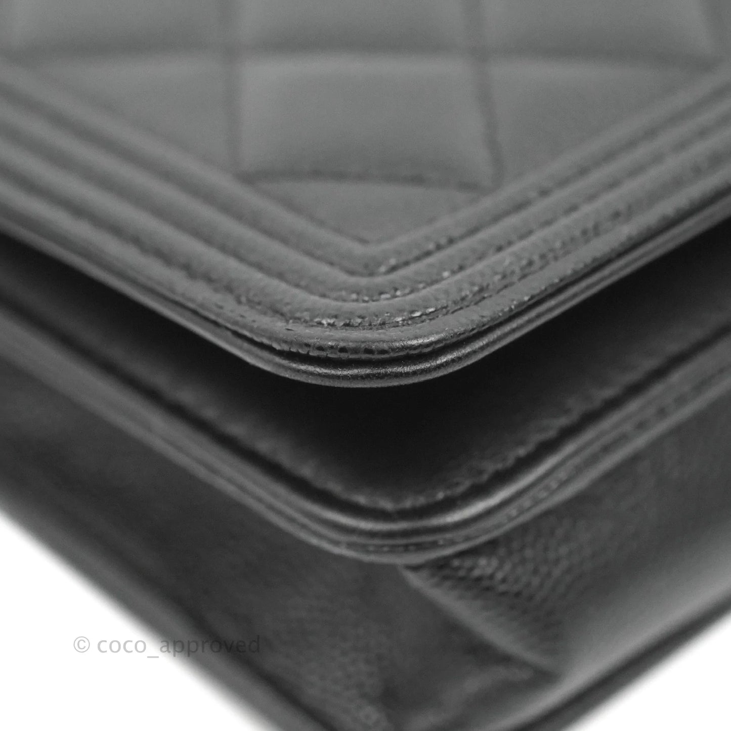 Chanel Quilted Boy Wallet on Chain WOC Black Caviar Ruthenium Hardware