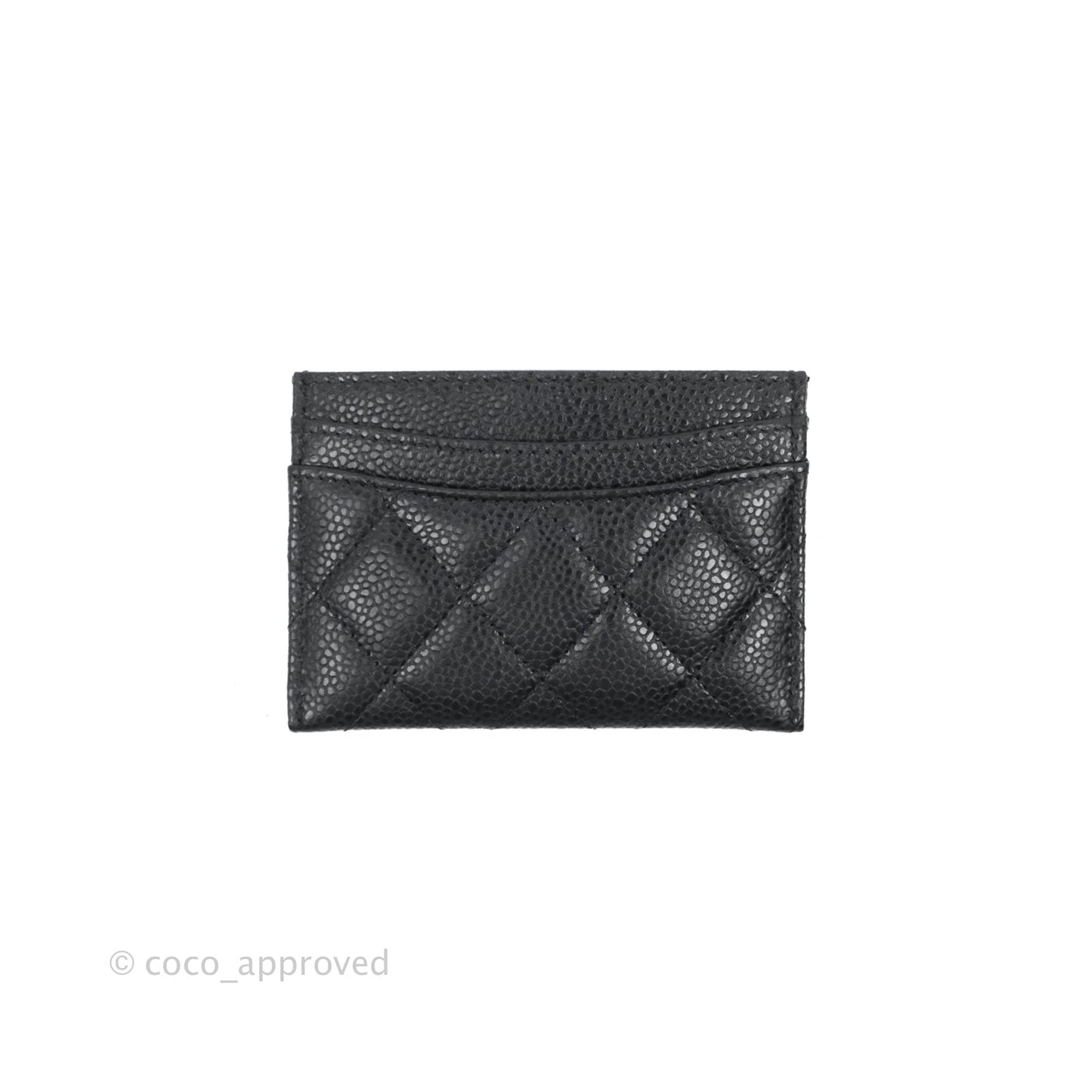 Chanel Classic Flat Card Holder Black Caviar Gold Hardware