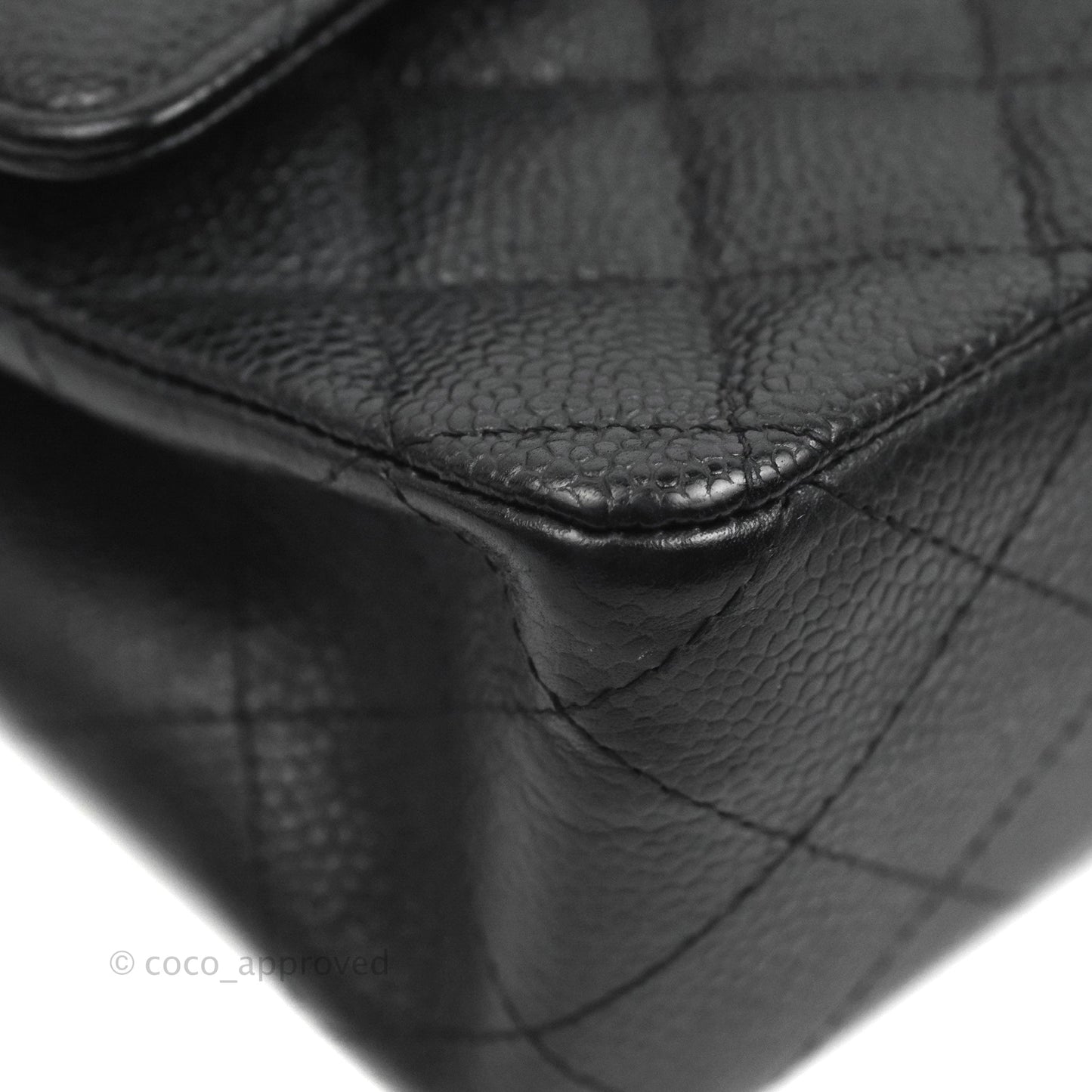 Chanel Classic M/L Medium Flap Quilted Black Caviar Silver Hardware