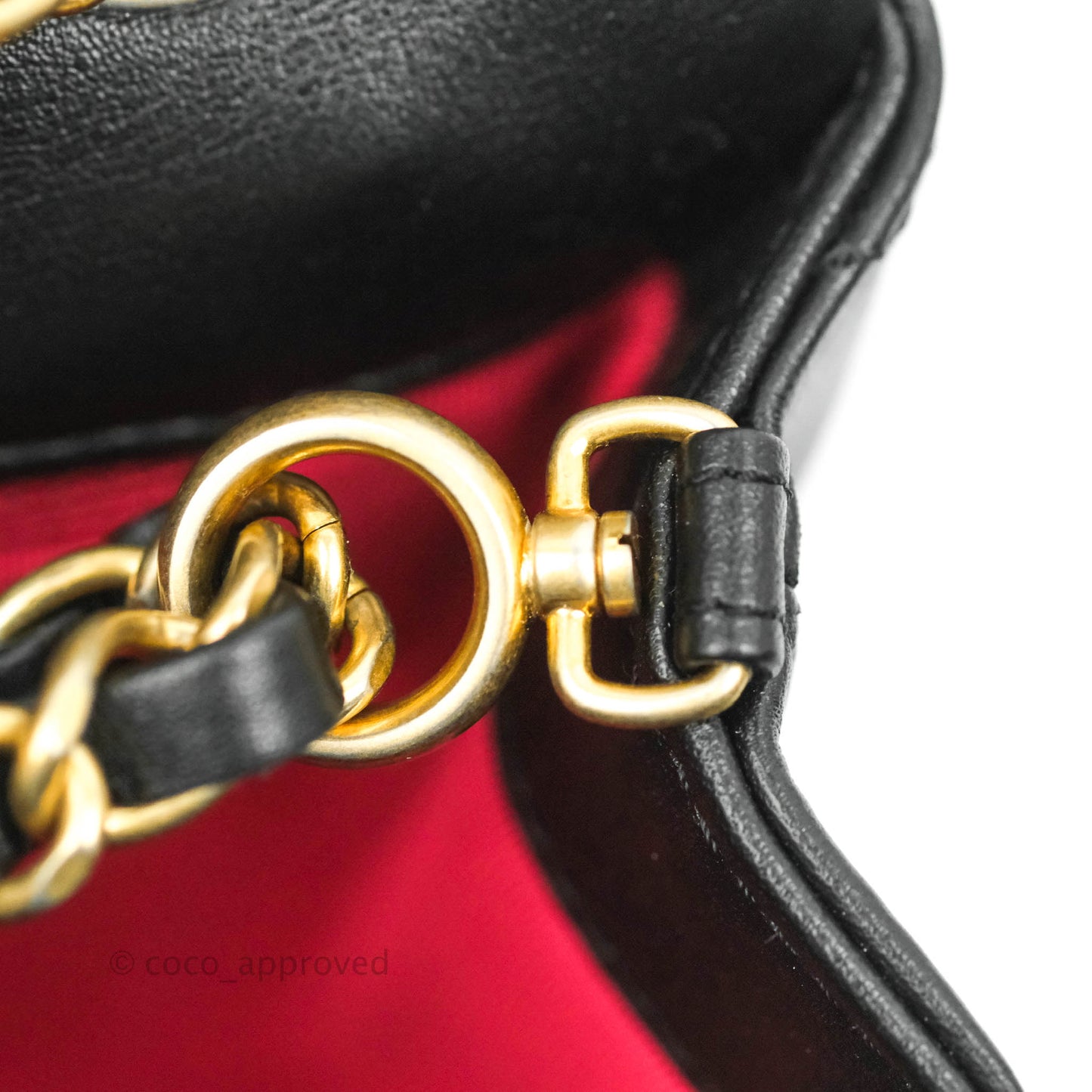 Chanel Logo Enchained Flap Bag Black Calfskin Gold Hardware