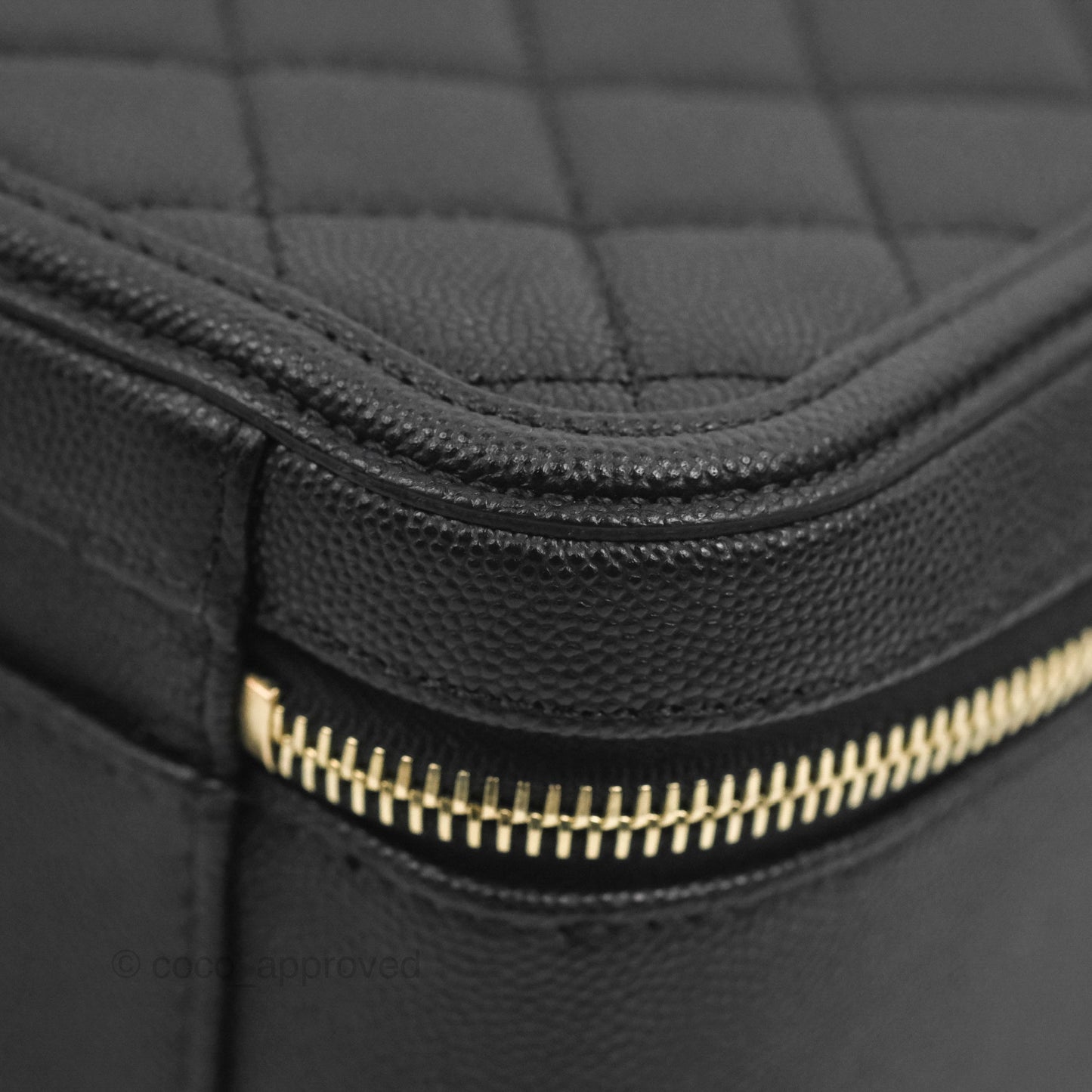 Chanel Quilted Large CC Filigree Vanity Case Black Caviar Gold Hardware