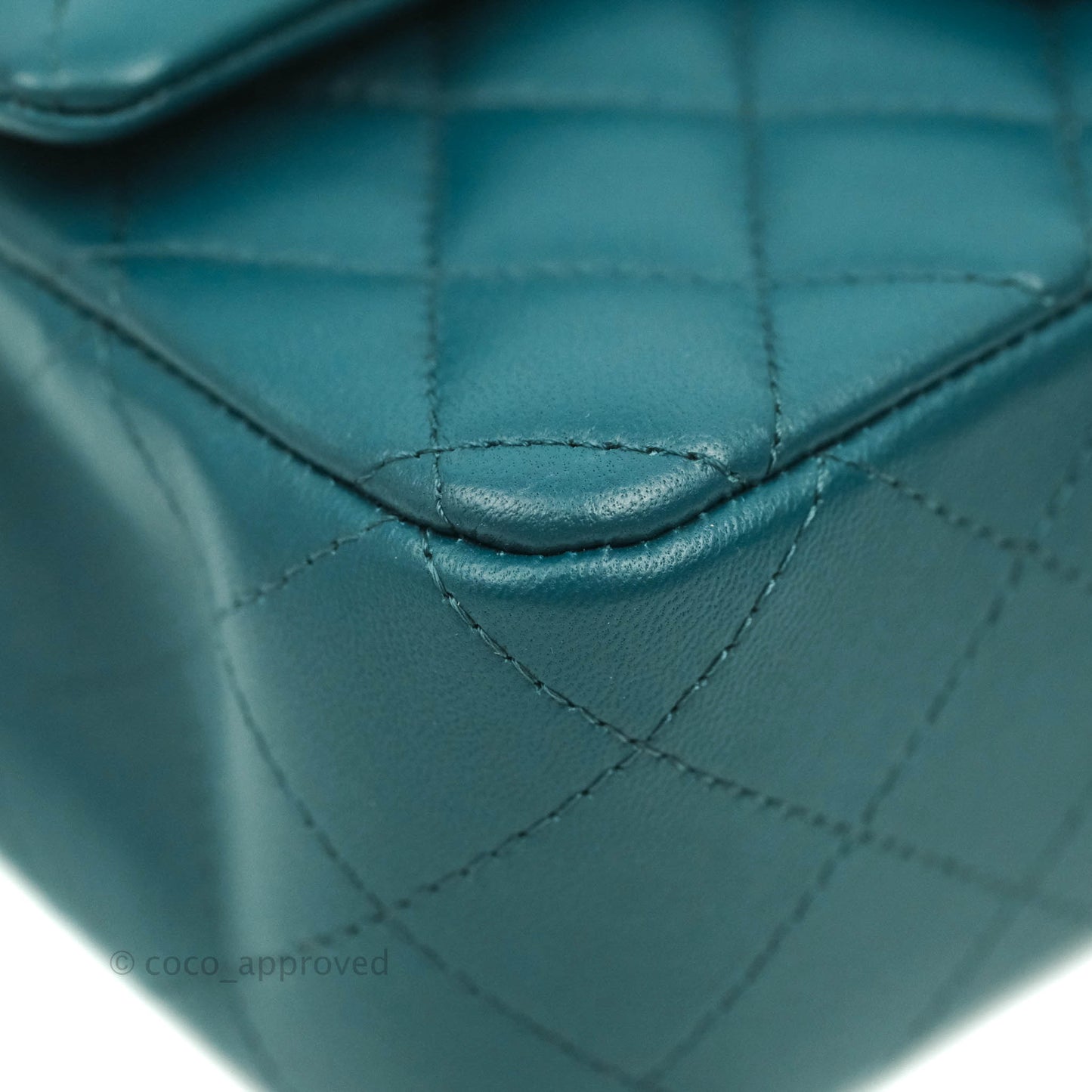 Chanel Quilted Mini Rectangular Lambskin Teal Silver Hardware