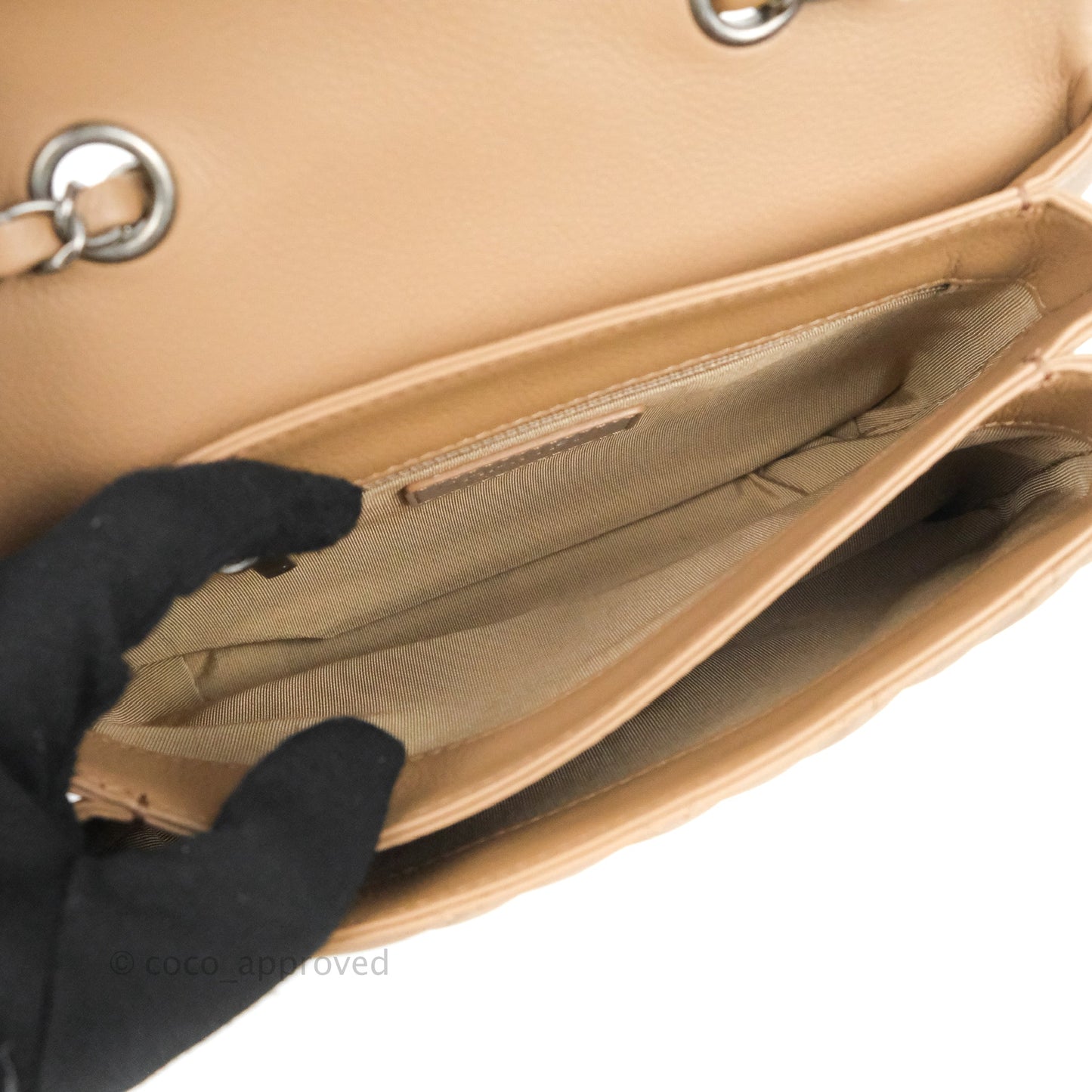 Chanel Flap Bag Dark Beige Caviar Ruthenium Hardware 17B