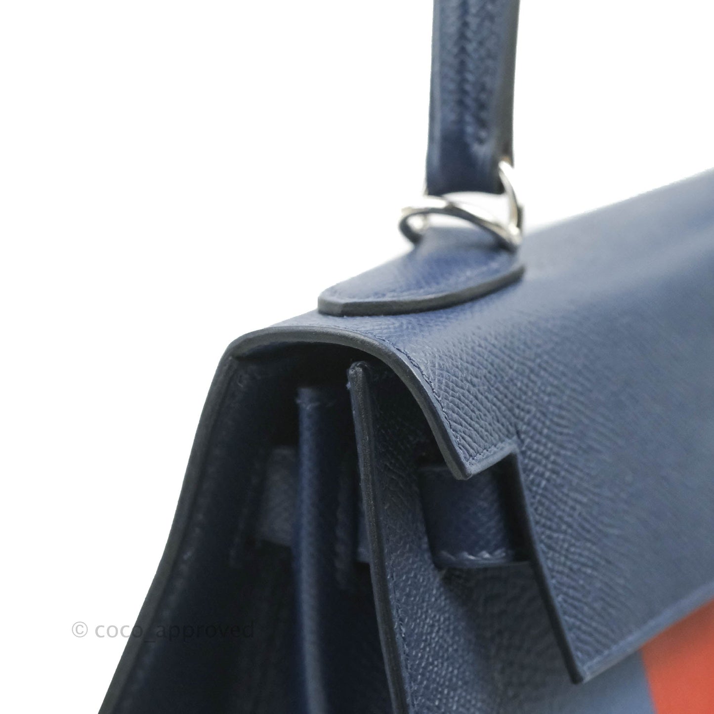 Hermès Kelly 28 Blue Epsom Palladium Hardware "Letter" Collection Limited Edition