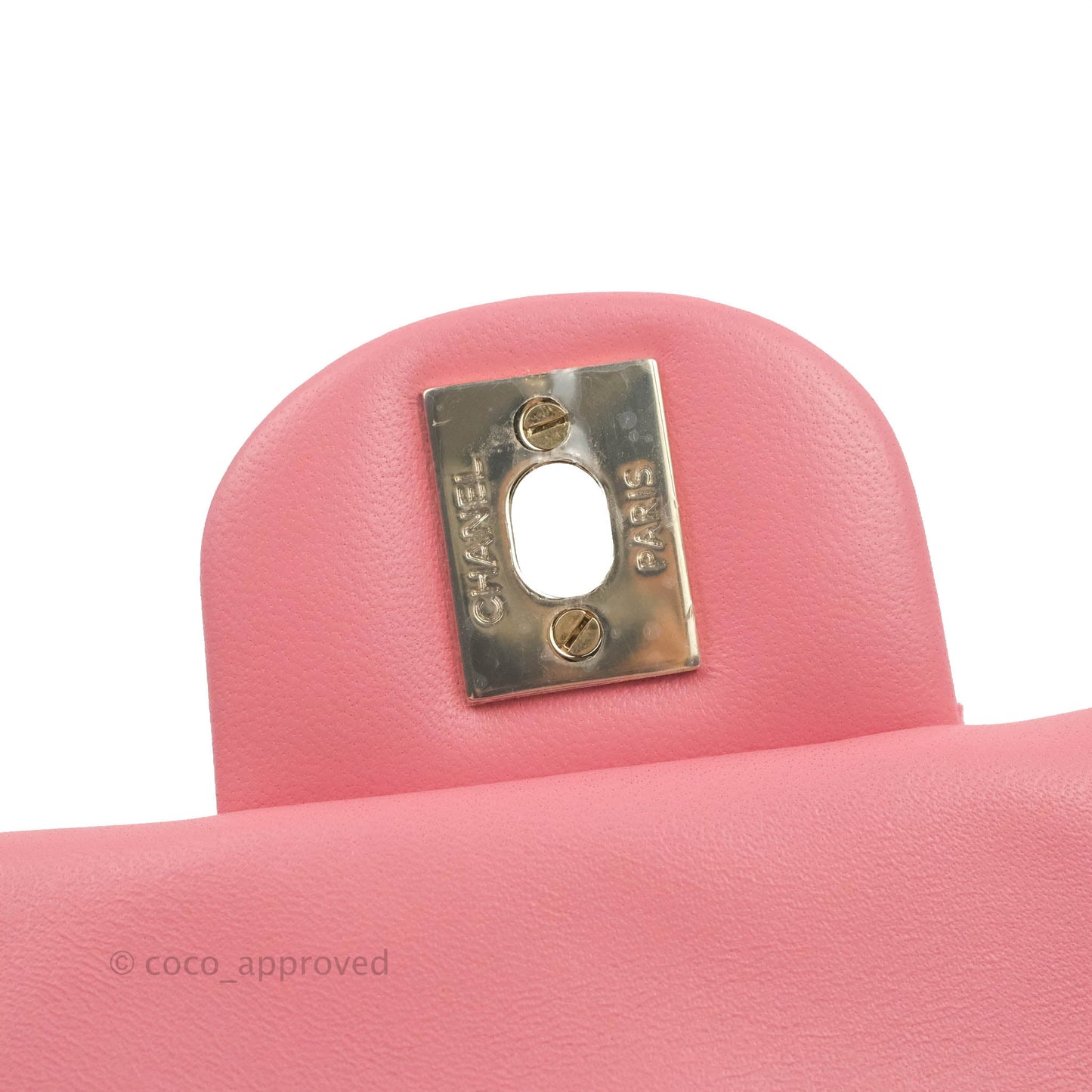 Chanel Top Handle Mini Rectangular Flap Bag Pink Lambskin Gold Hardware