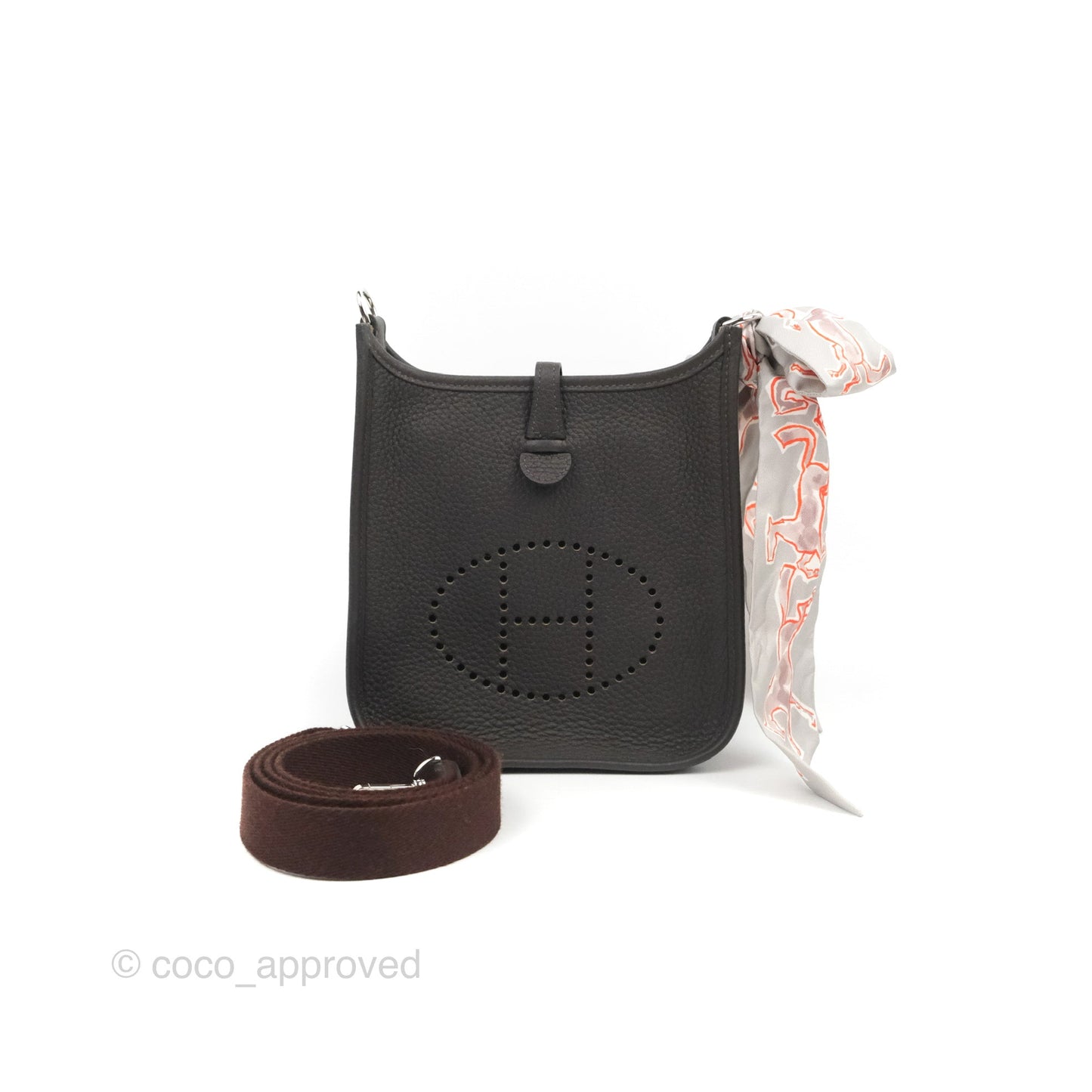 Hermès Mini Evelyne 16 Ebene Clemence Palladium Hardware