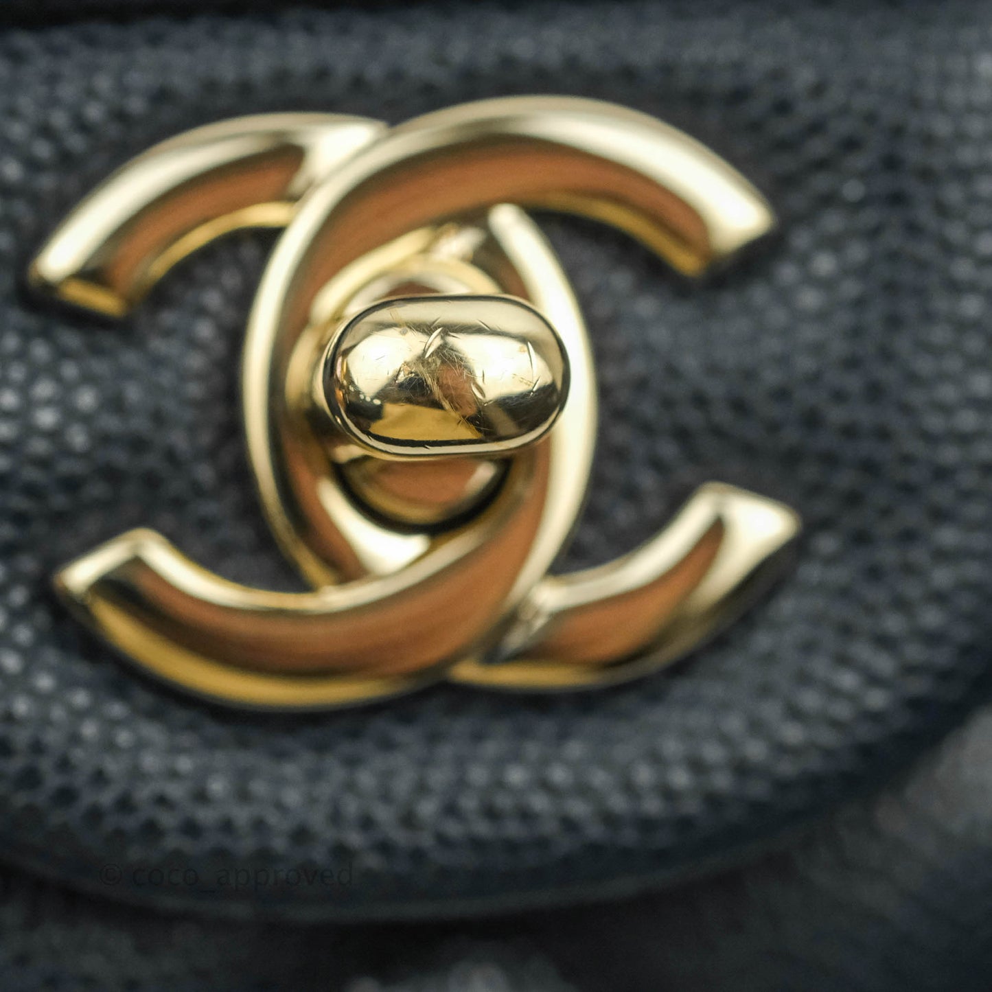 Chanel Classic M/L Medium Flap Quilted Navy Caviar Gold Hardware