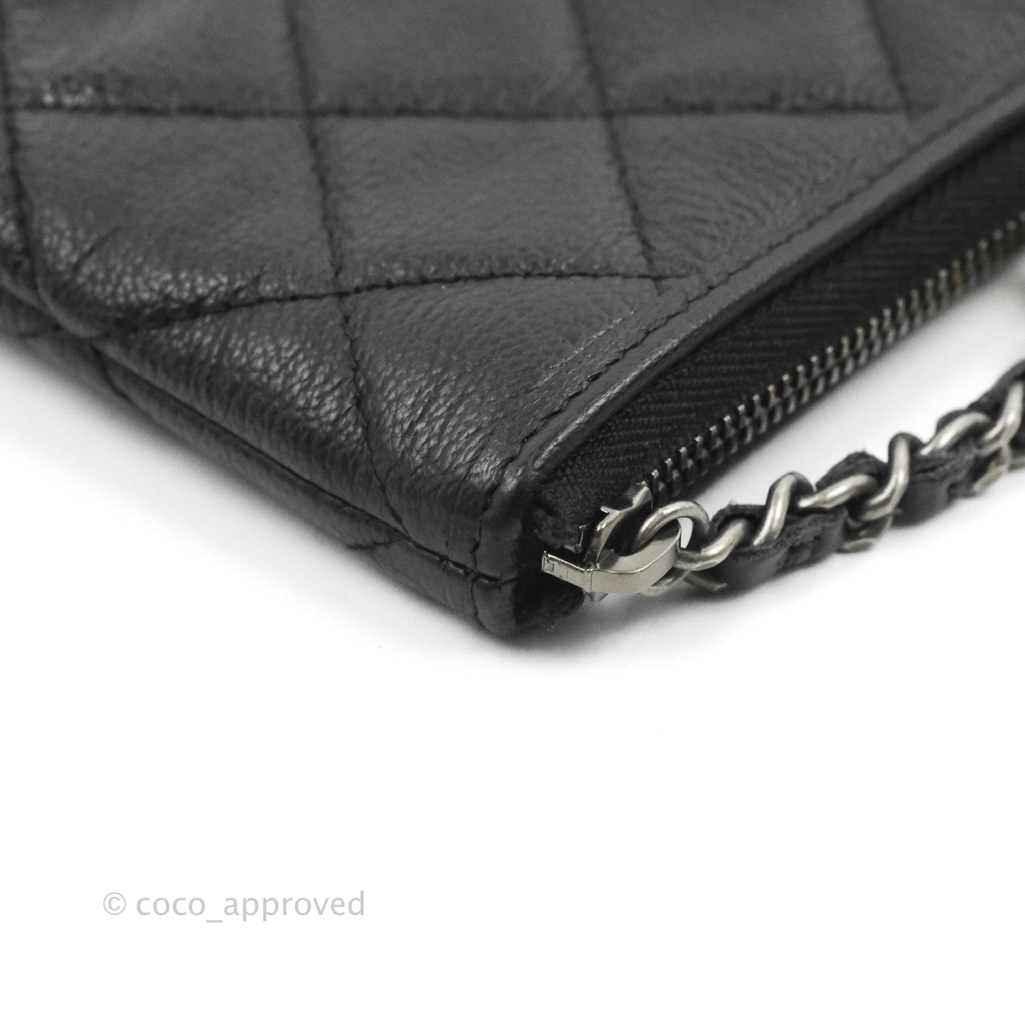 Chanel Gabrielle O Case Quilted Black Patent Goatskin
