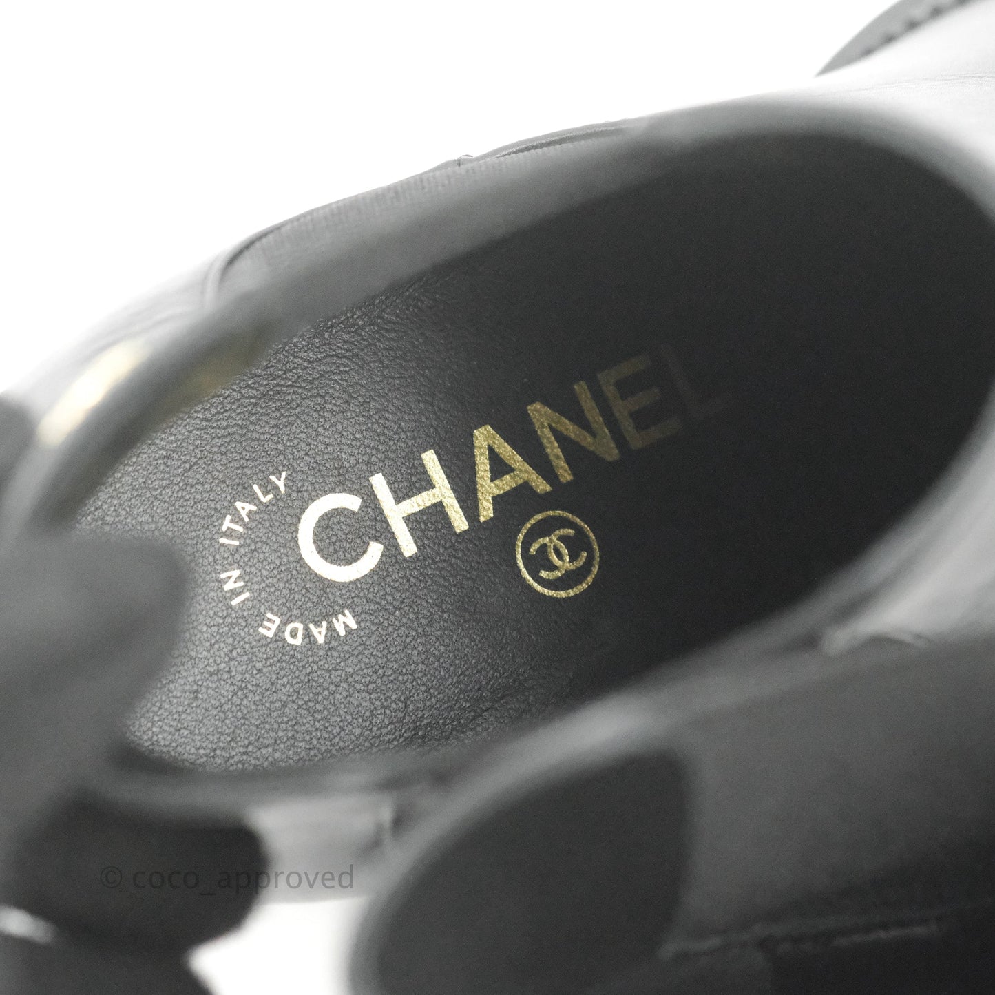 Chanel CC Ankle Boots Black Leather Size 37.5