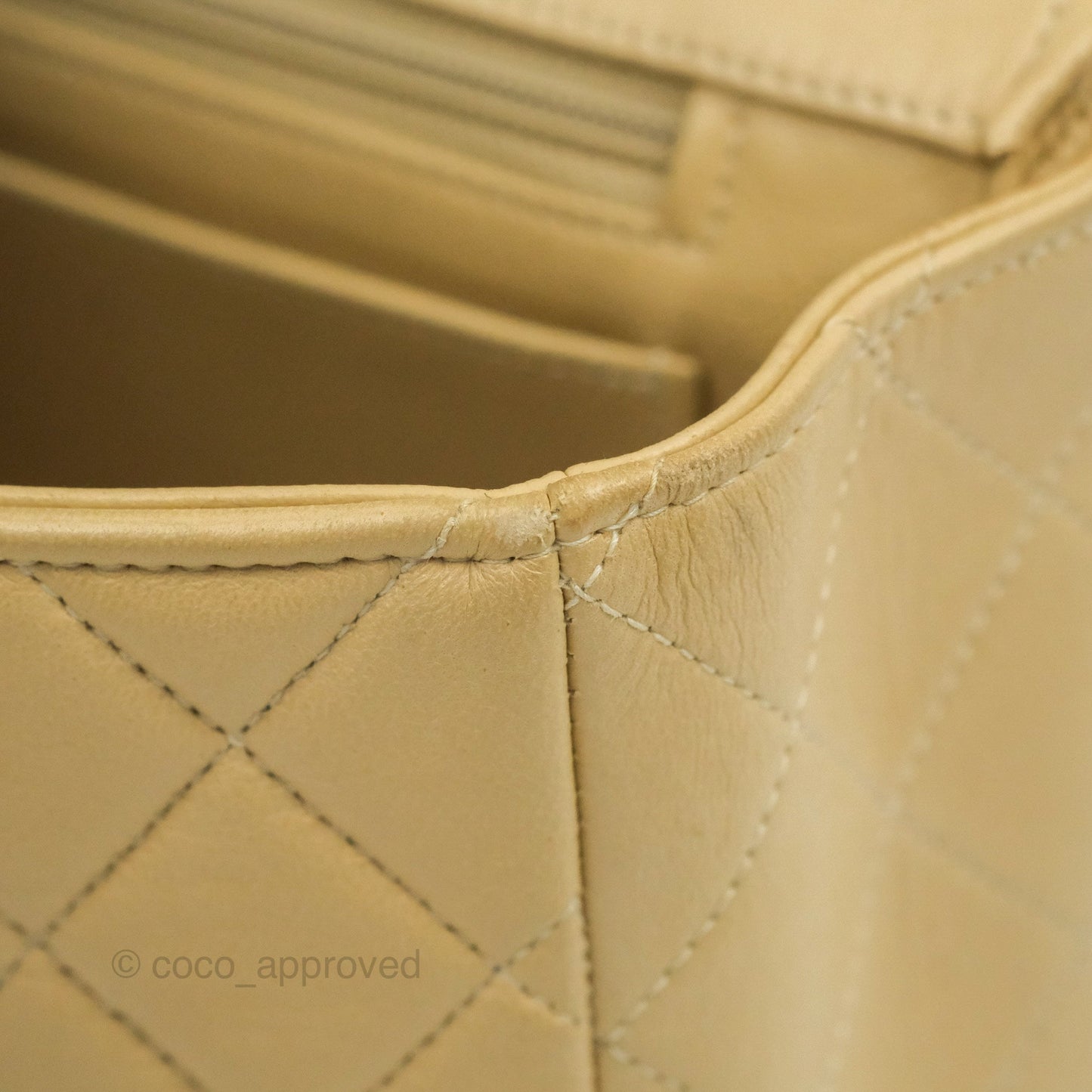 Chanel Vintage Top Handle Flap Bag Beige Lambskin 24K Gold Hardware