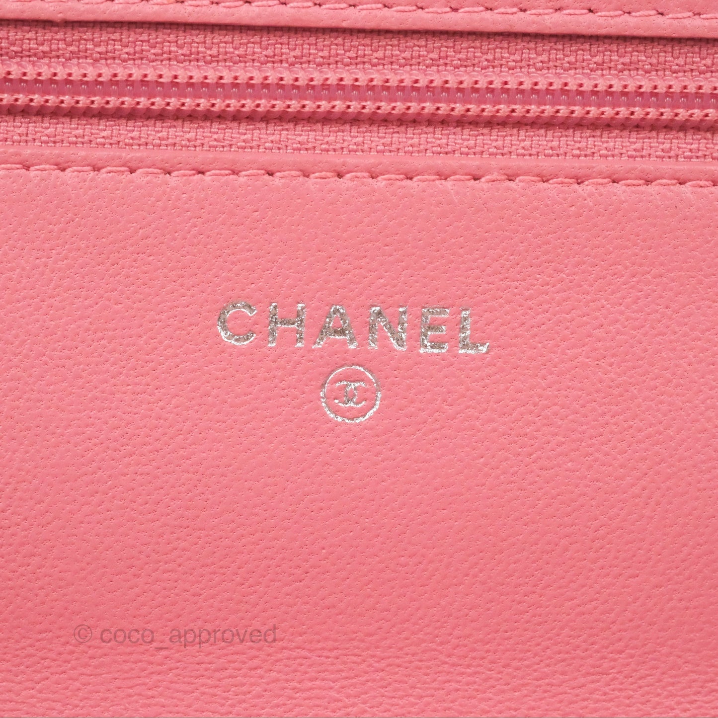 Chanel Camellia Embossed Wallet On Chain WOC Pink Lambskin Silver Hardware