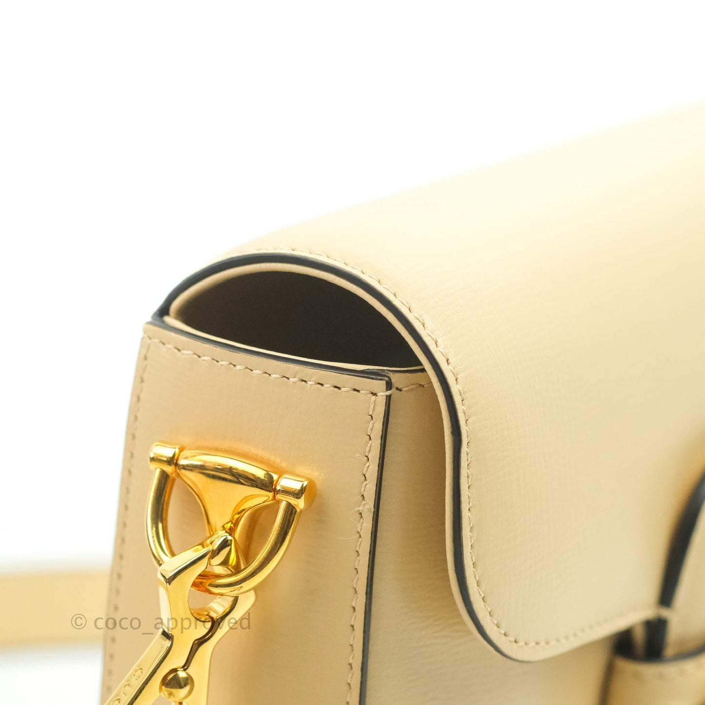 Gucci 1955 Horsebit Mini Shoulder Bag Beige Calfskin Gold Hardware