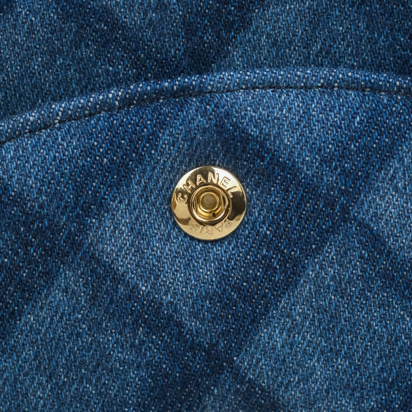Chanel M/L Quilted Medium Double Flap Blue Printed Denim