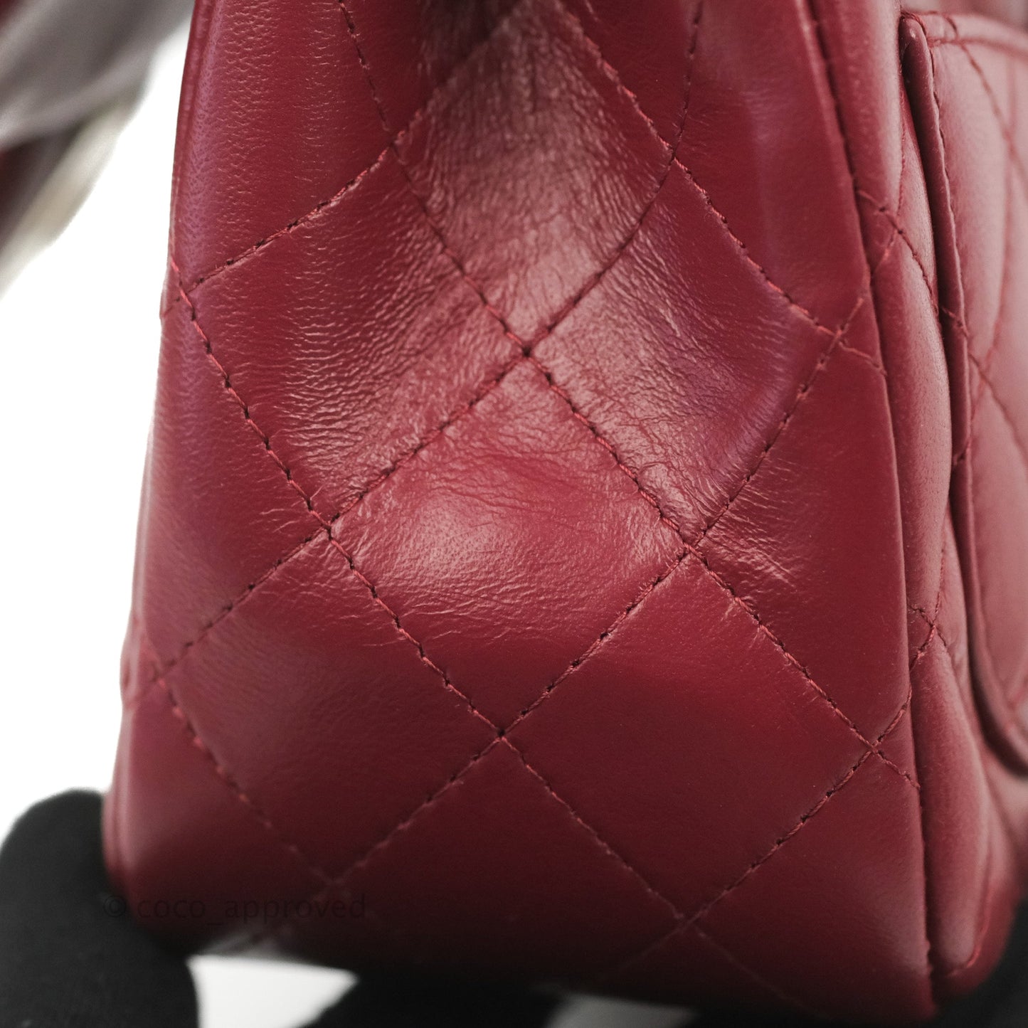 Chanel Quilted Mini Square Burgundy Lambskin Gold Hardware