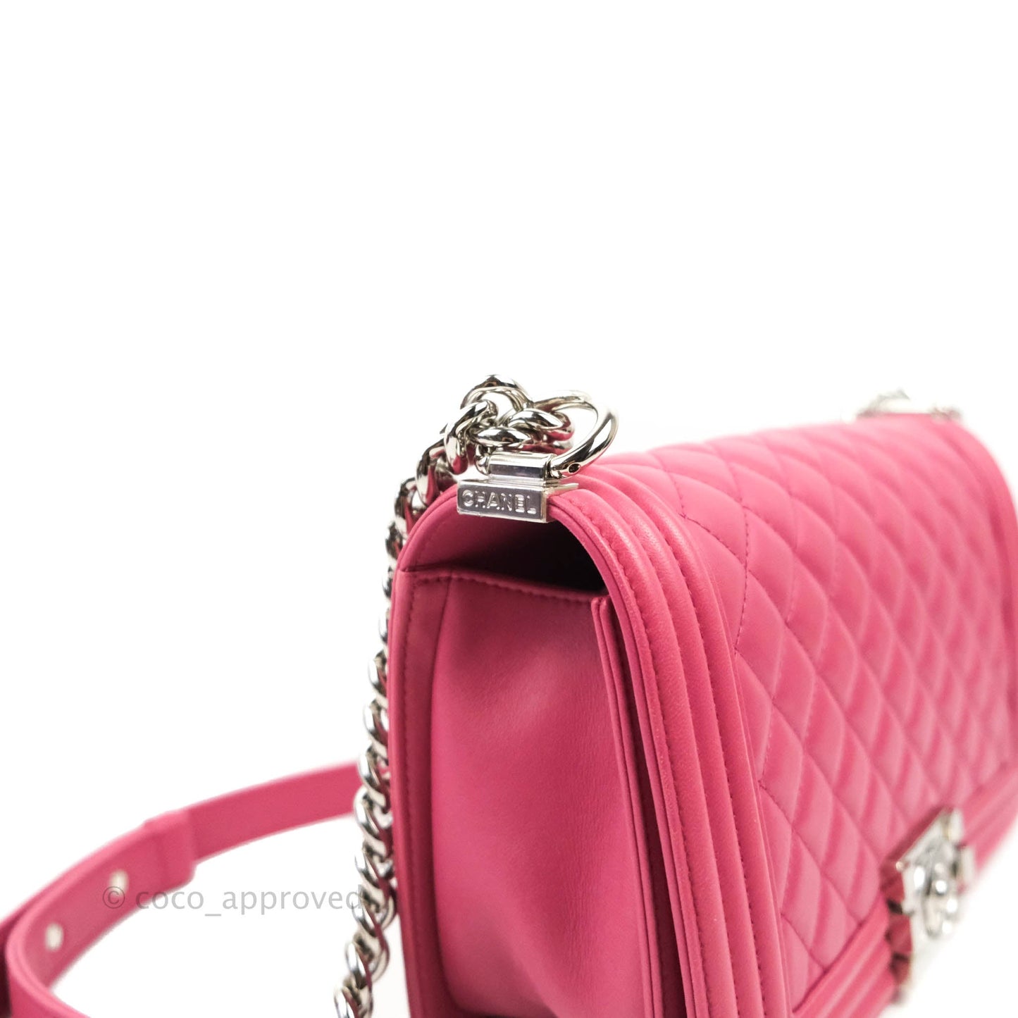 Chanel Quilted Medium Boy Dark Pink Calfskin Silver Hardware