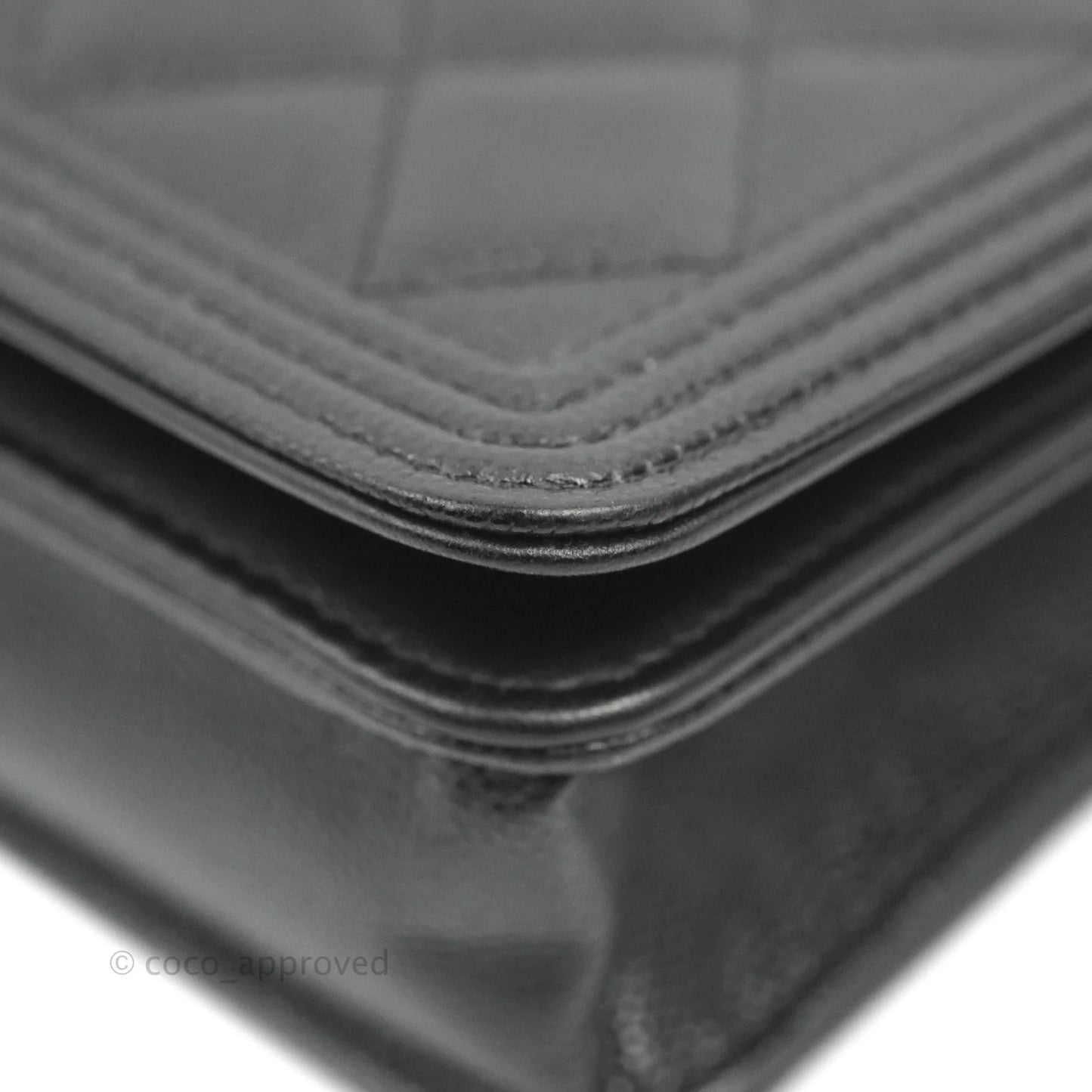 Chanel Quilted Boy Wallet on Chain WOC Black Caviar Ruthenium Hardware