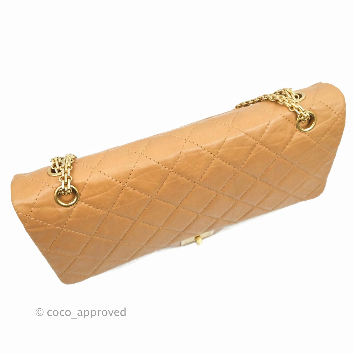 Chanel Quilted Reissue 227 Flap Beige Calfskin Aged Gold Hardware