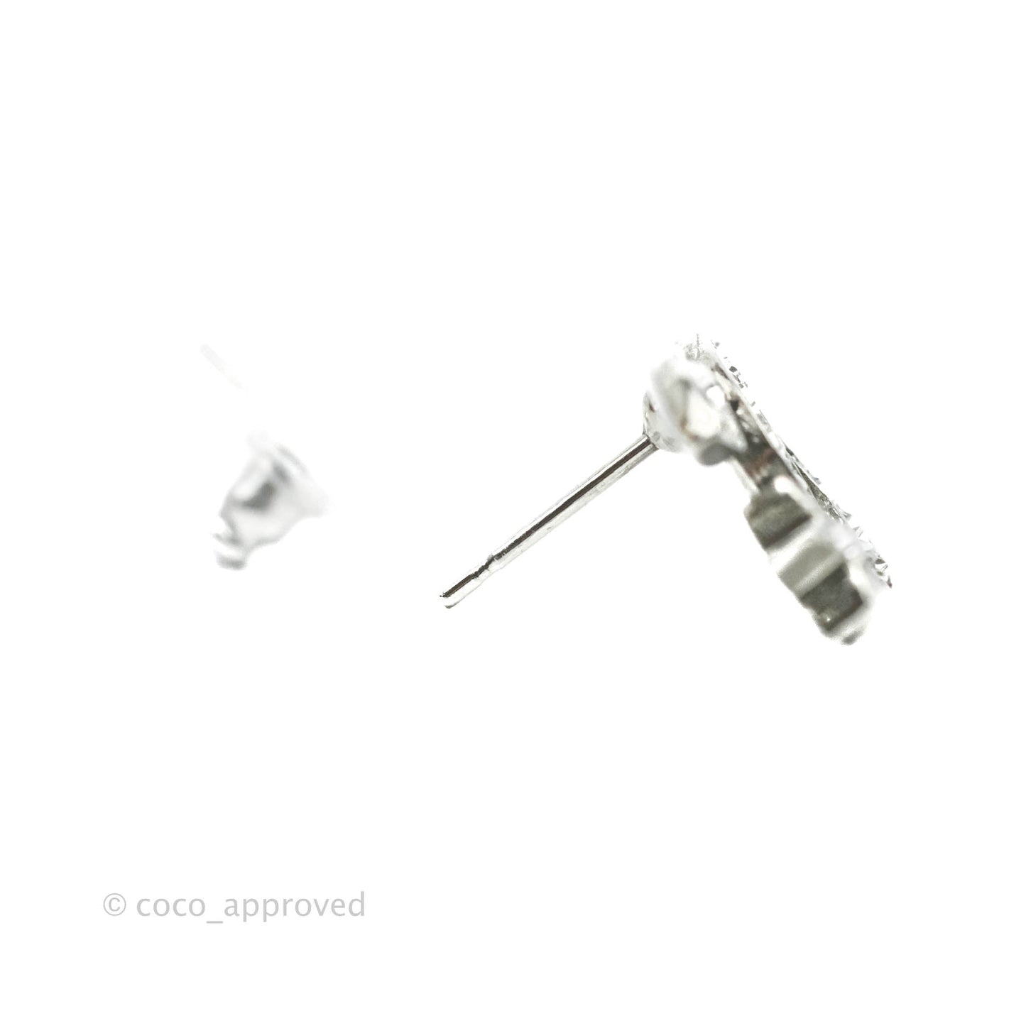 Chanel Crystal CC Star Earrings Silver Tone 21S