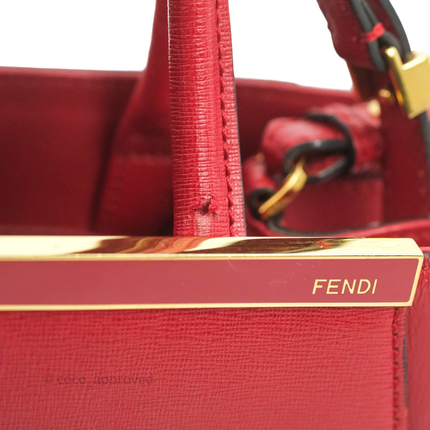 Fendi 2 Jours Red Bag Gold Hardware