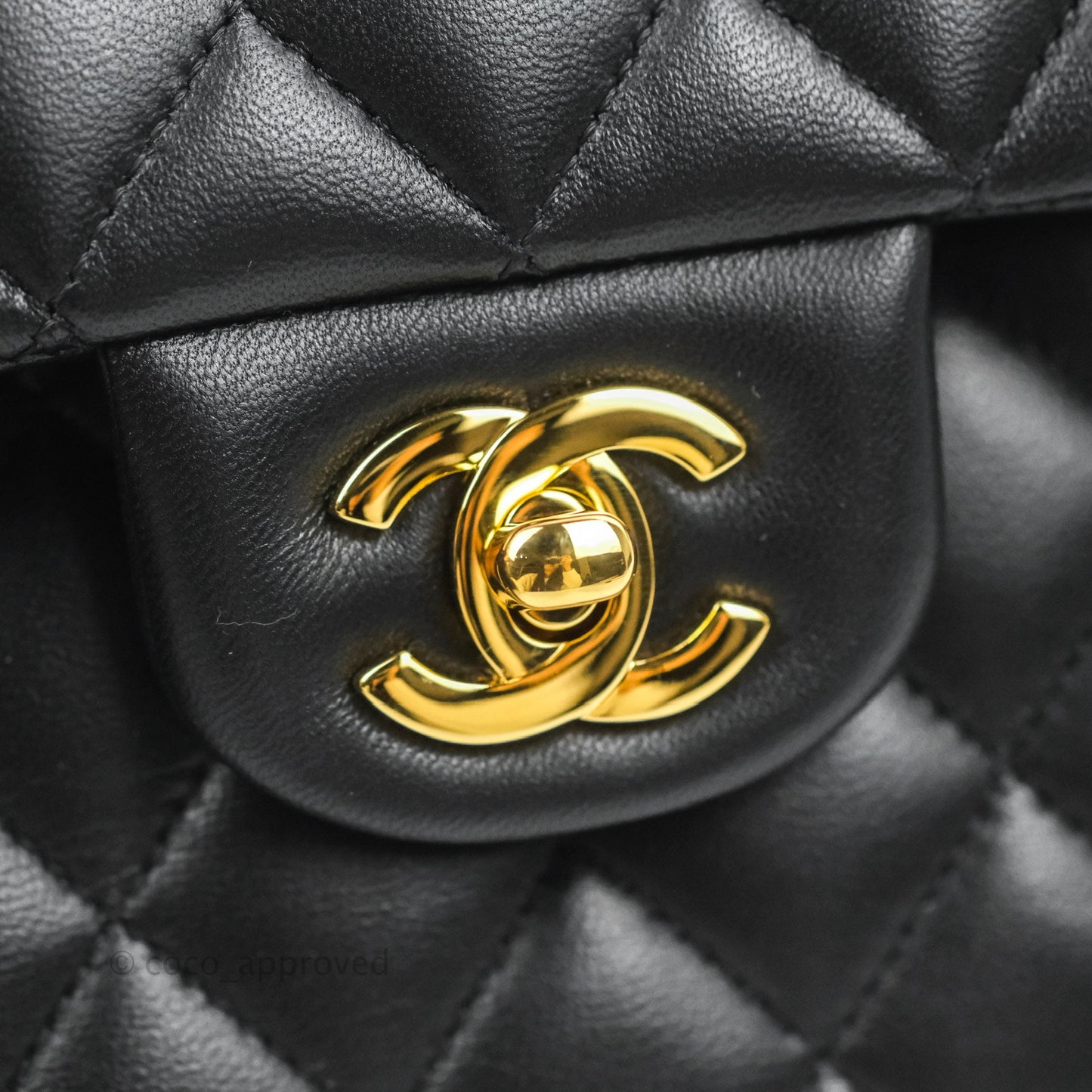 Chanel Small Classic Quilted Flap Black Lambskin Gold Hardware