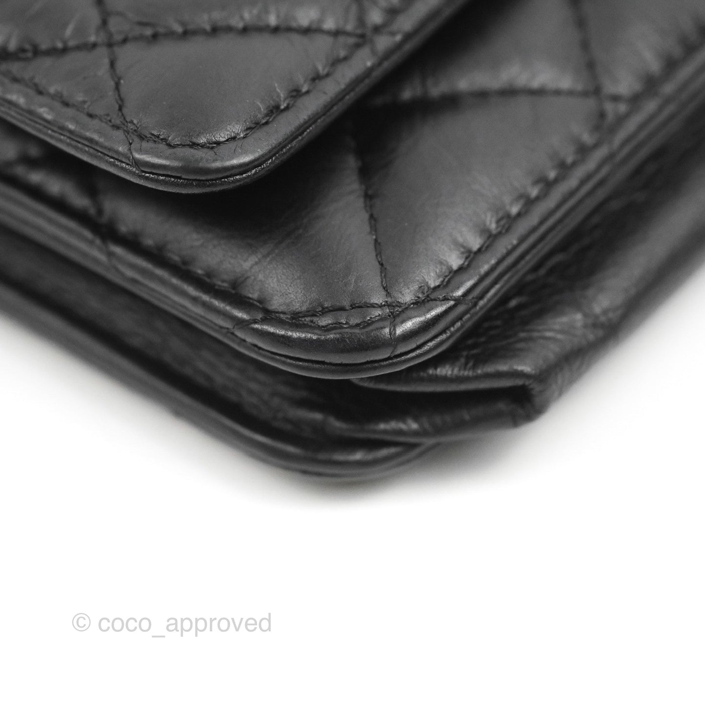 Chanel  Quilted Tassel Wallet On Chain WOC Black Aged Calfskin