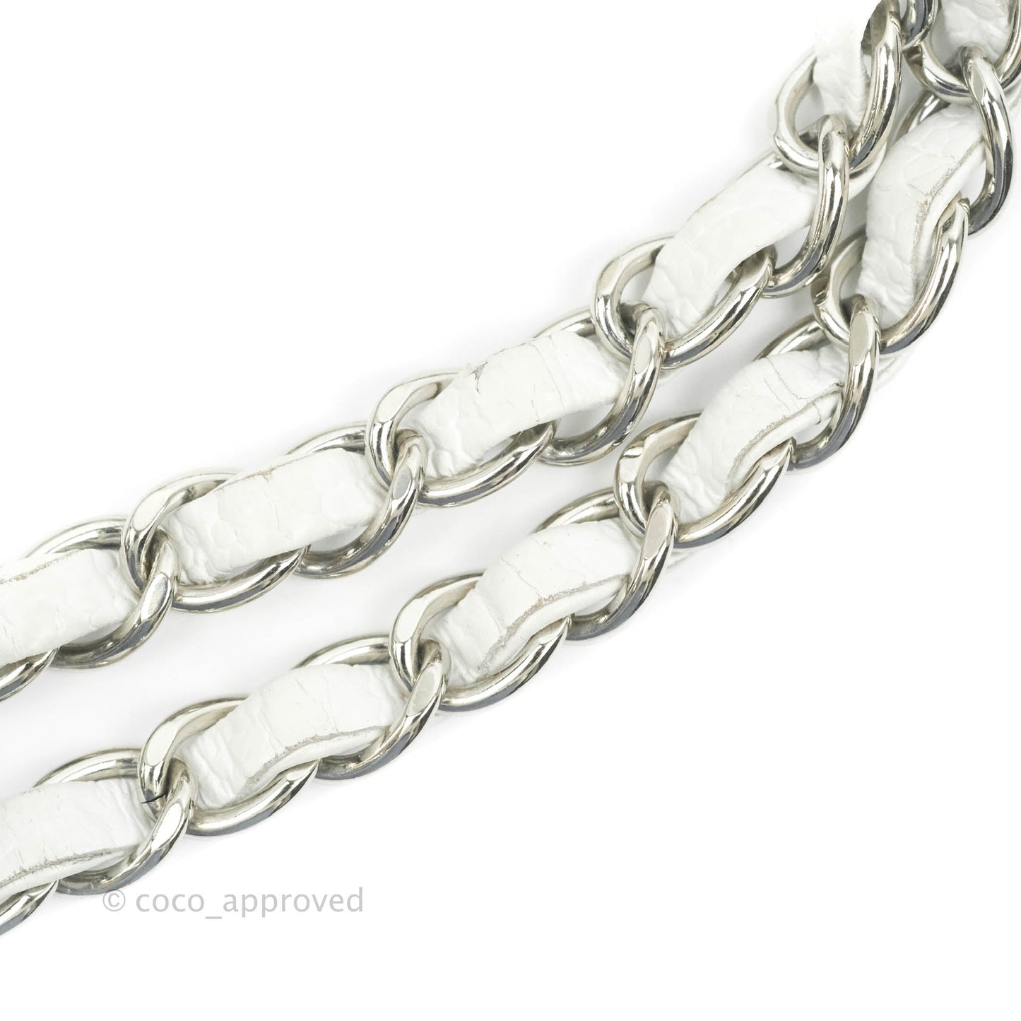 Chanel Classic M/L Medium Double Flap White Caviar Silver Hardware