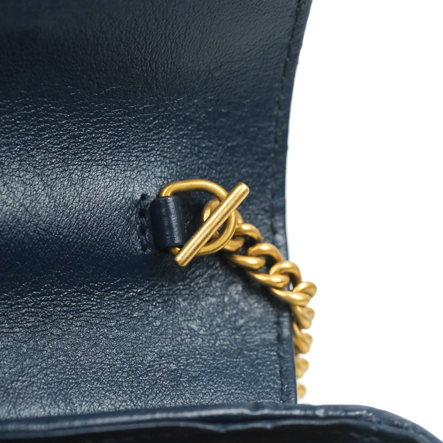 Gucci GG Marmont Matelassé Leather Super Mini Bag Navy White