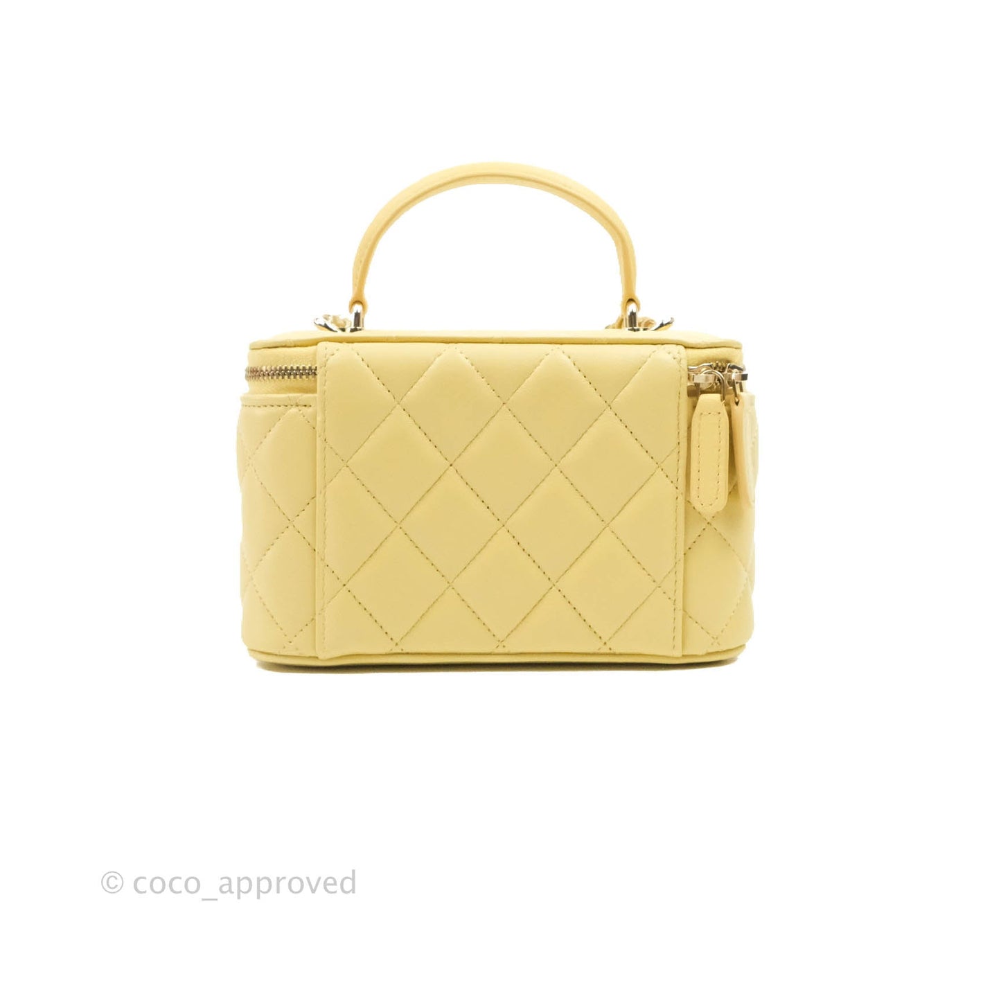 Chanel Vanity Rectangular Top Handle Yellow Lambskin Gold Hardware