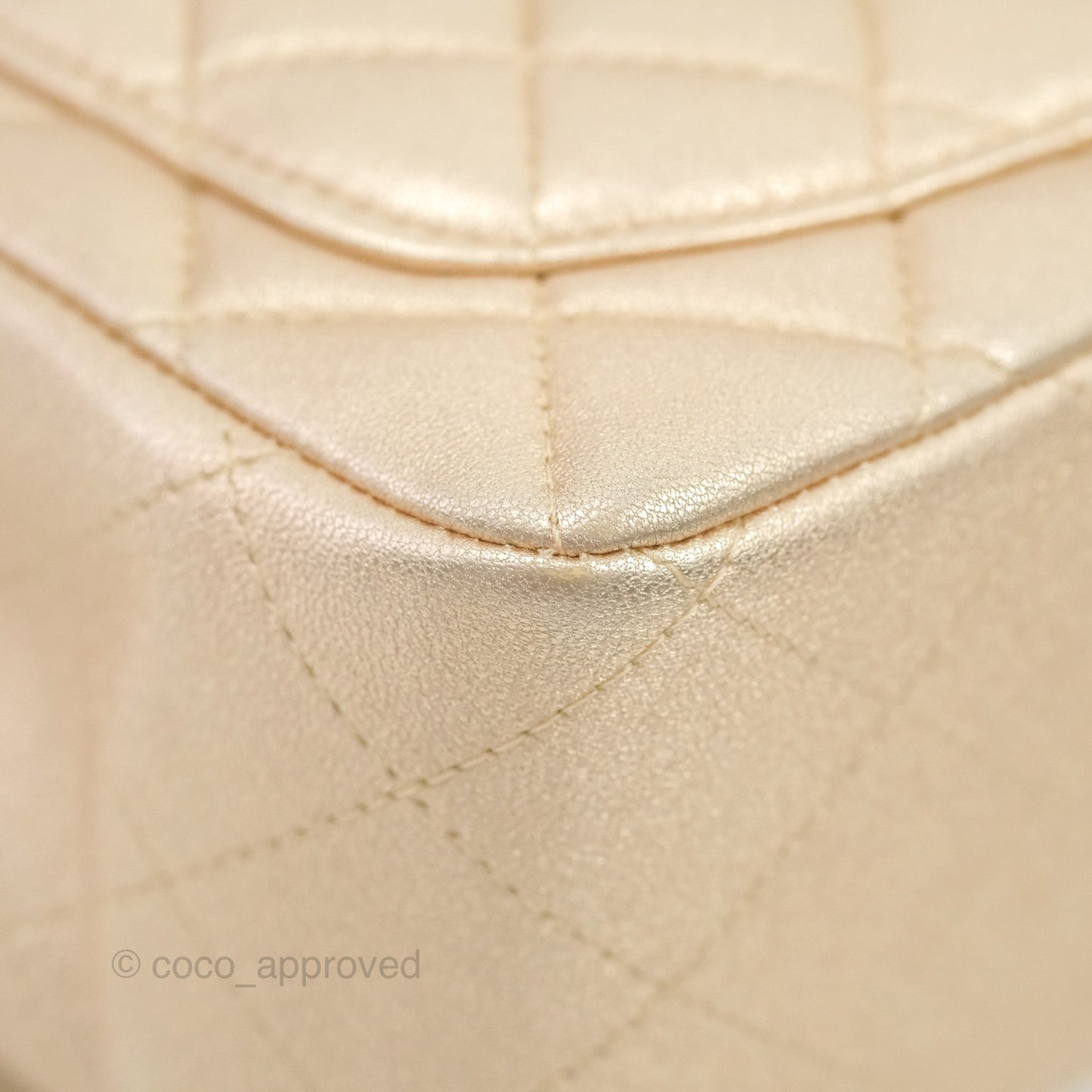 Chanel Quilted Mini Square Iridescent Gold Lambskin Gold Hardware 21P