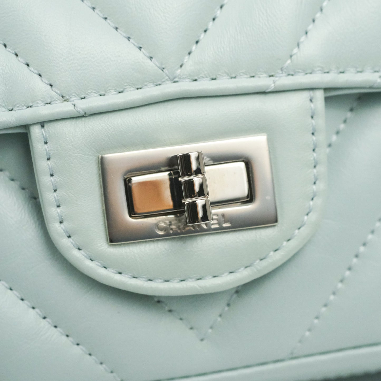 Chanel Mini Reissue 224 Blue Aged Calfskin Silver Hardware