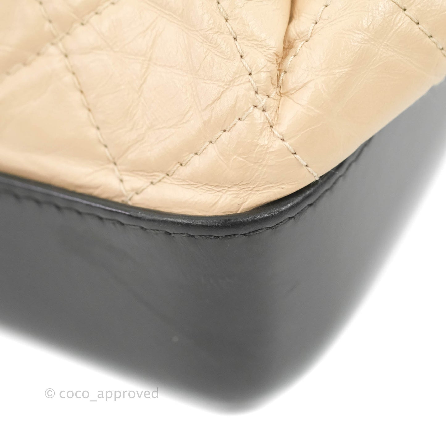 Chanel Small Gabrielle Backpack Beige Black Aged Calfskin