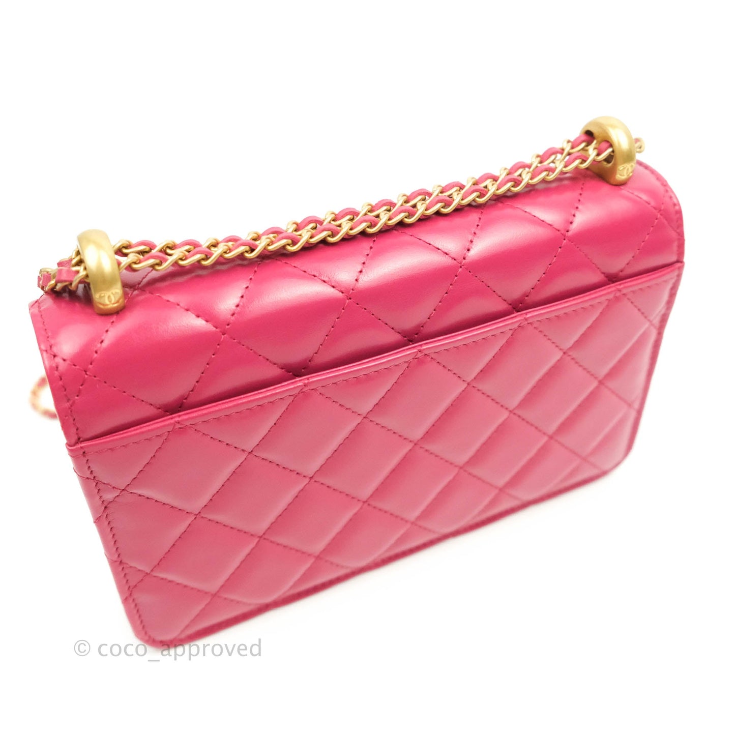 Chanel Quilted Perfect Fit Adjustable Wallet On Chain WOC Pink Calfskin Aged Gold Hardware
