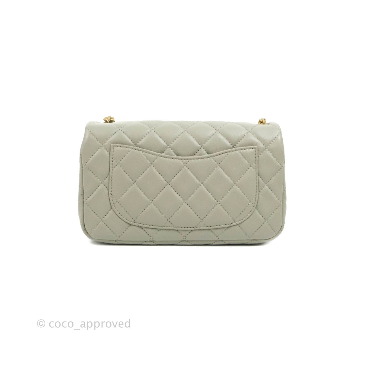 Chanel Mini Rectangular Pearl Crush Quilted Grey Lambskin Aged Gold Hardware 22C