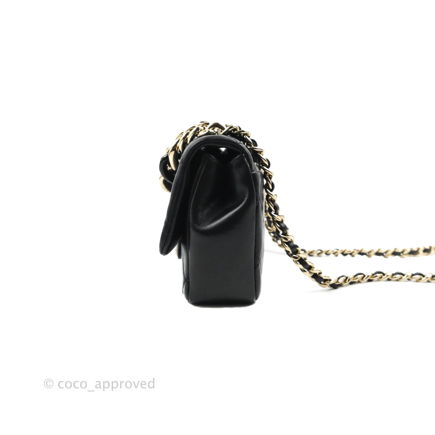 Chanel Quilted Resin Bi-Color Chain Flap Bag Black Lambskin