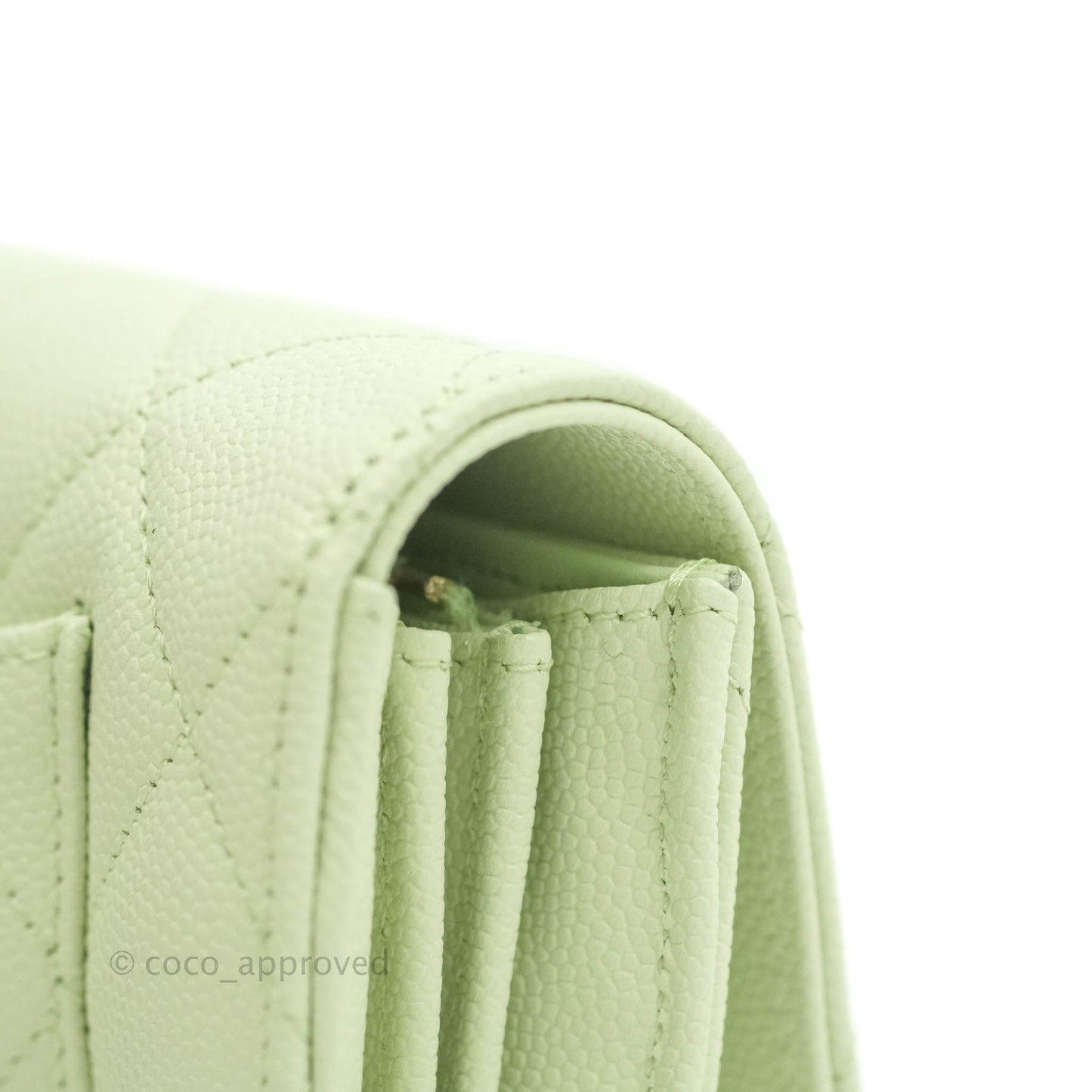 Chanel Caviar Quilted Long Flap Wallet Mint Green Caviar Gold Hardware 22C