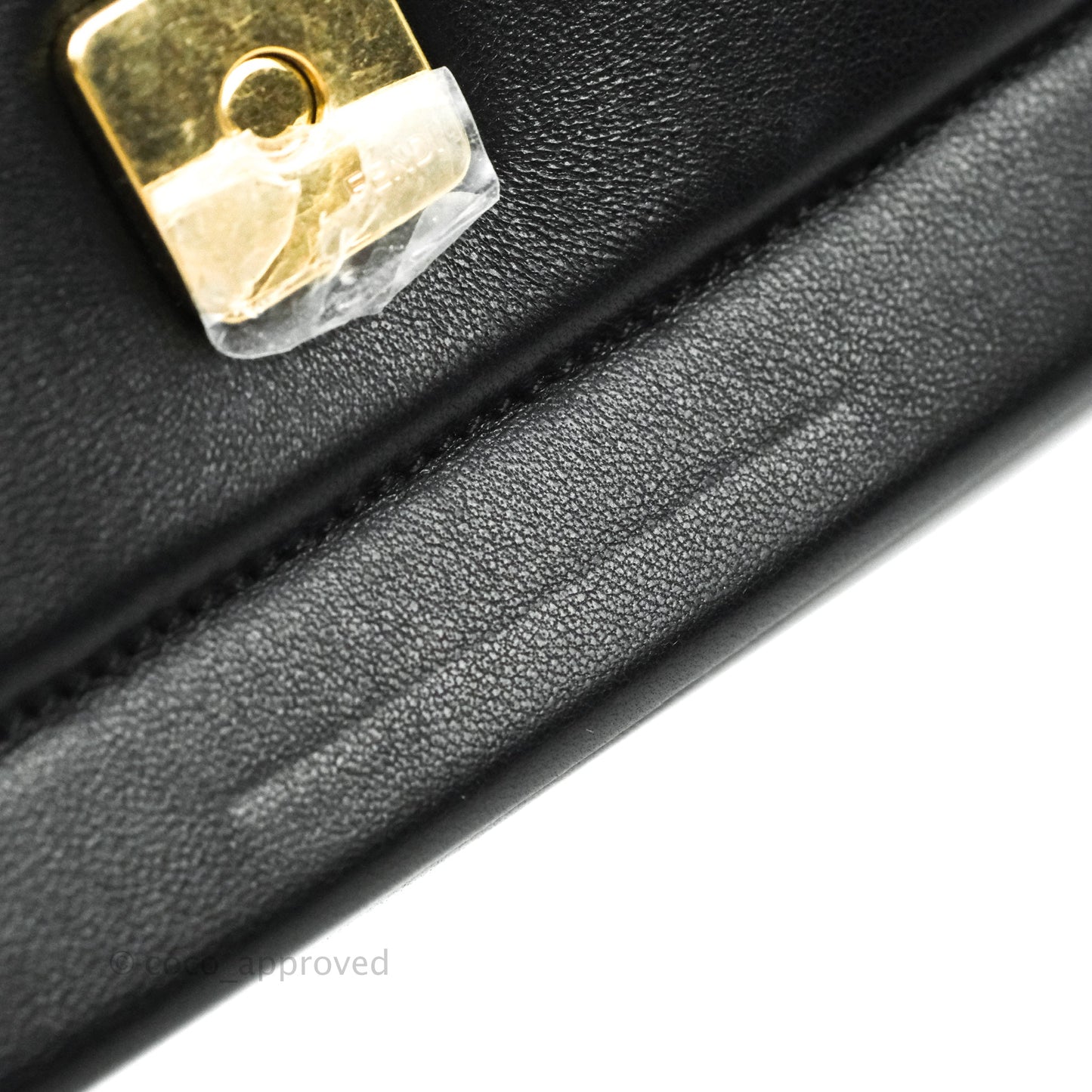 Fendi Baguette Chain Shoulder Bag in Black Nappa Leather