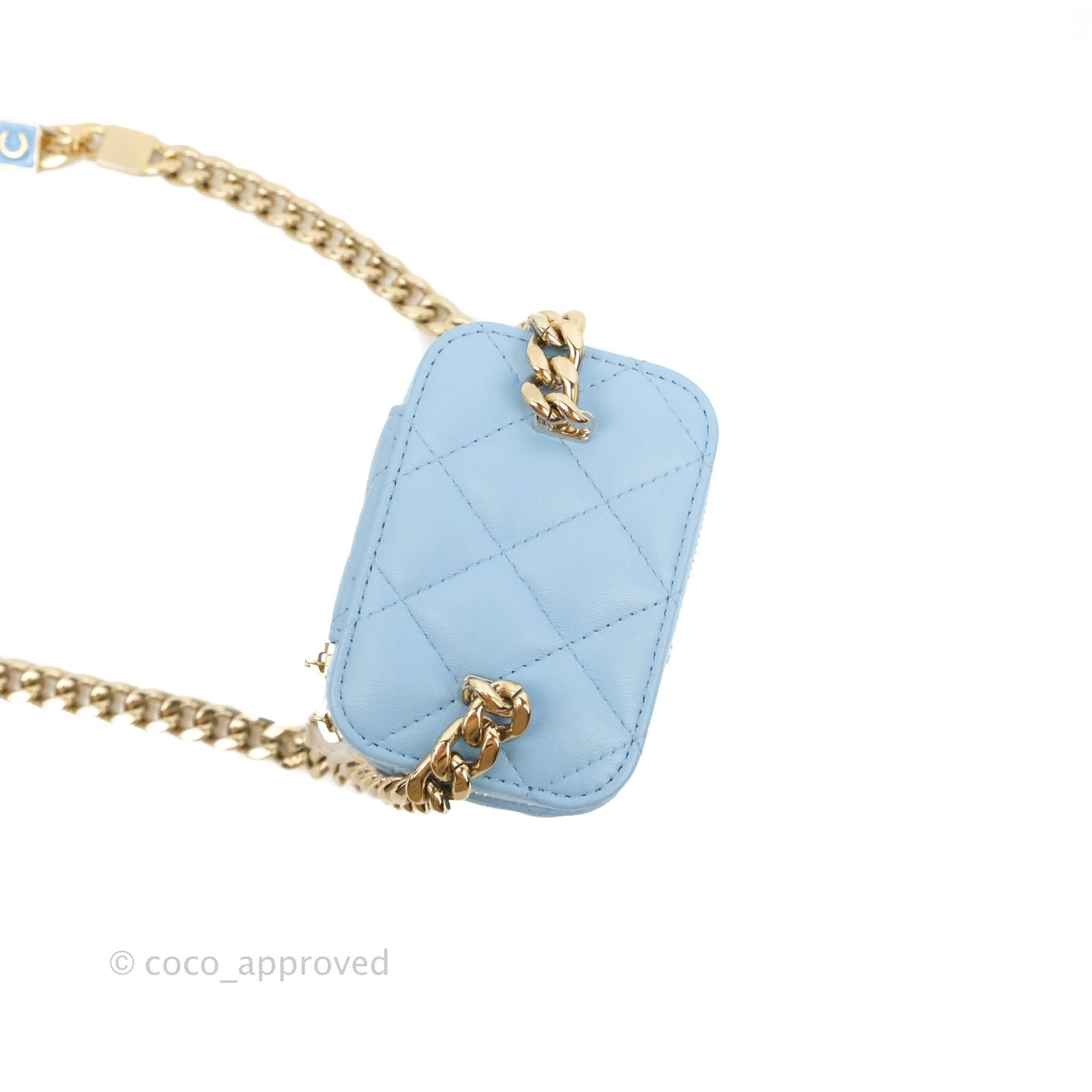 Chanel Mini Vanity Coco Chain Blue Lambskin Gold Hardware
