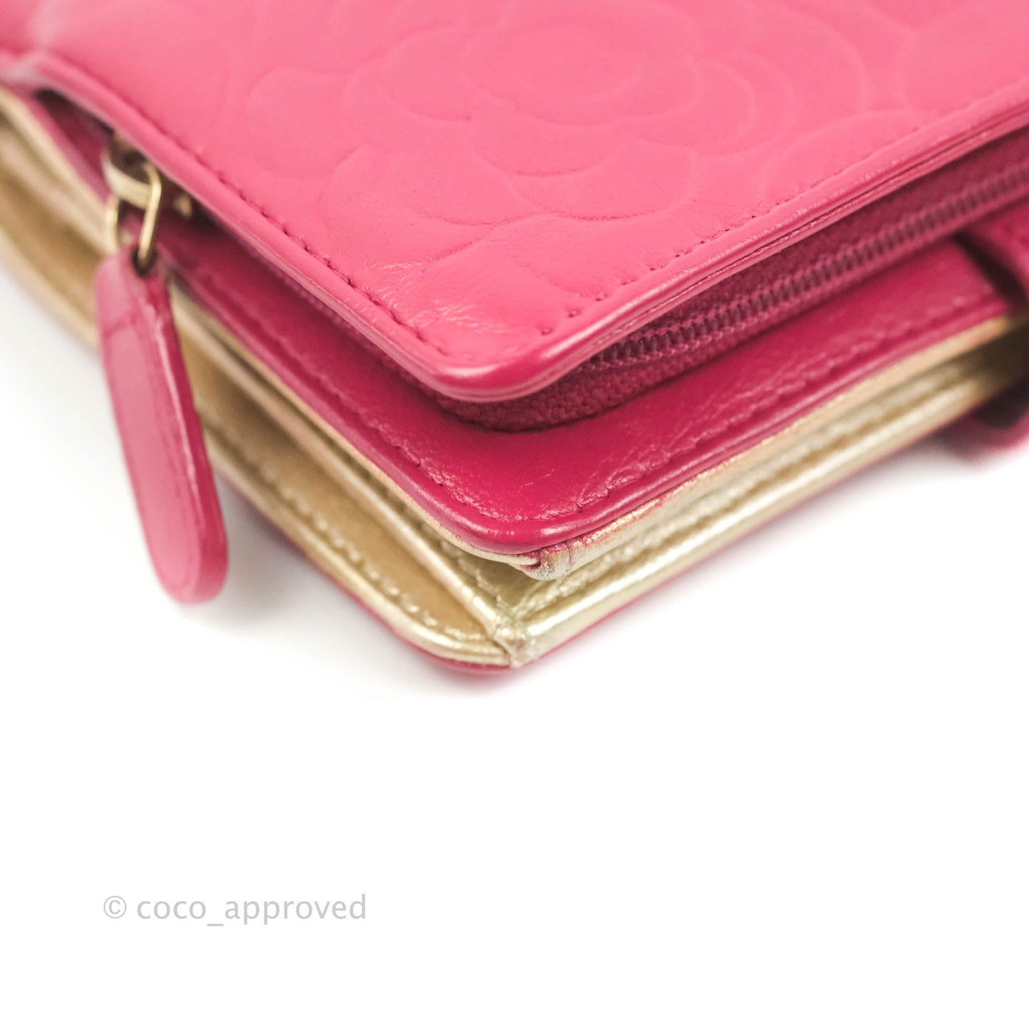 Chanel Wallet in Pink Camellia Embossed Lambskin