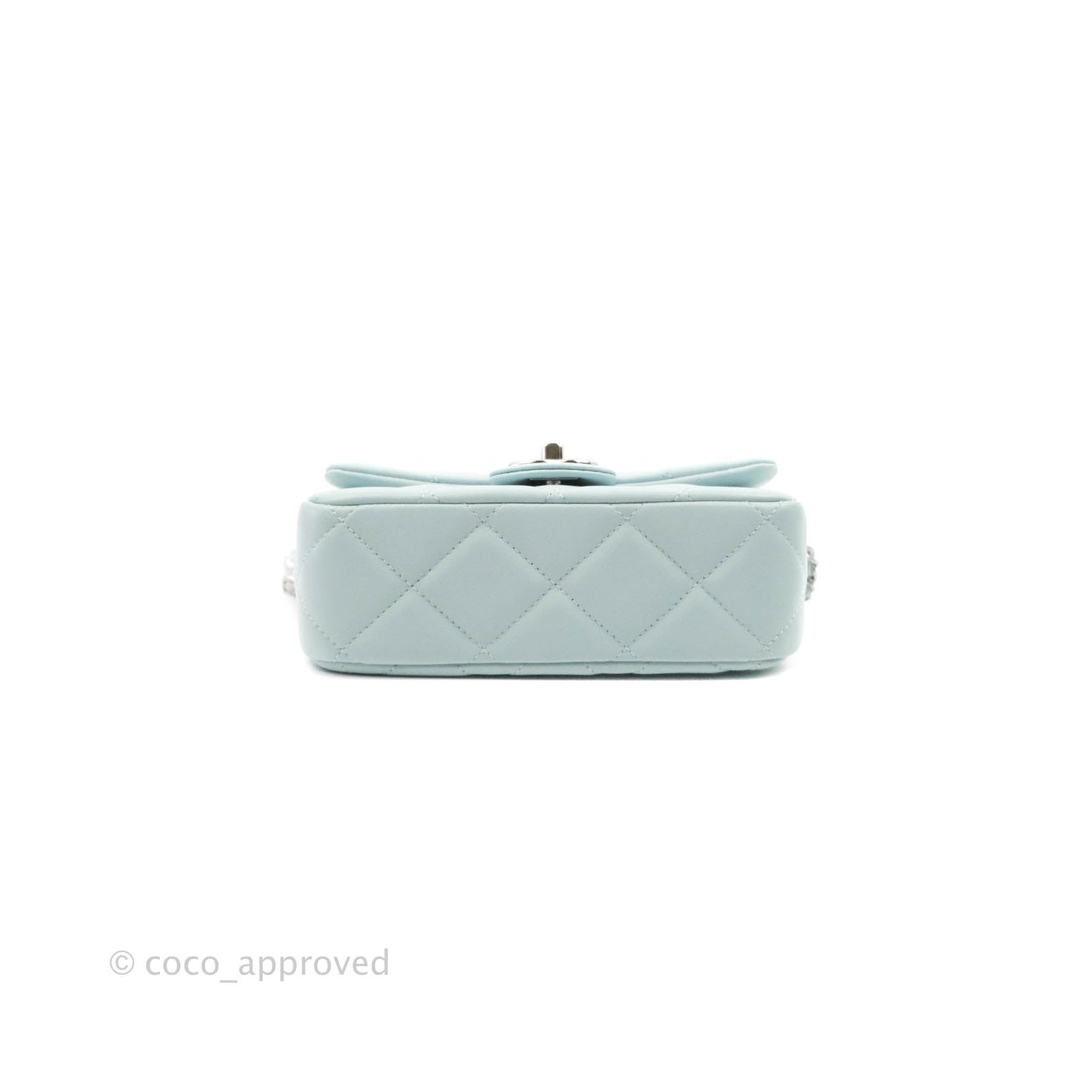 Chanel Quilted My Perfect Mini With Pearl Blue Lambskin Silver Hardware