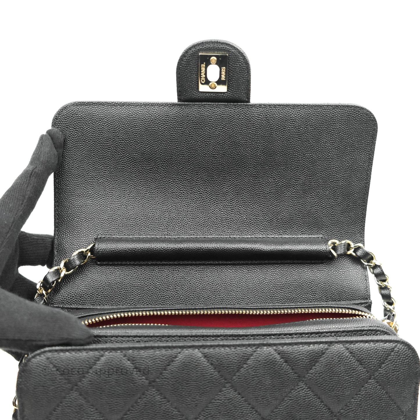 Chanel Quilted Like The Wallet Medium Flap Black Caviar Gold Hardware 22C